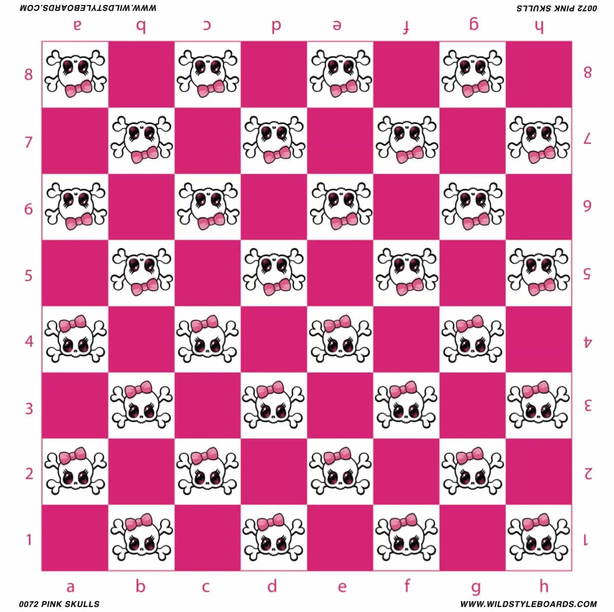 Pink Skulls - Full Color Vinyl Chess Board