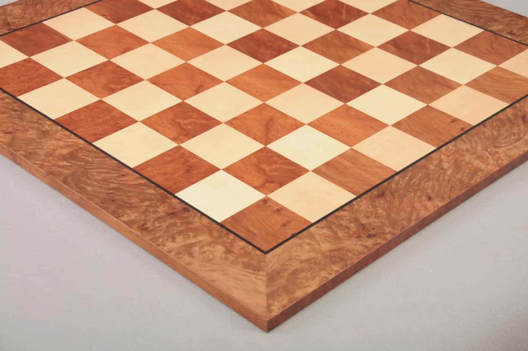Camphor Burl and Maple Classic Traditional Chess Board