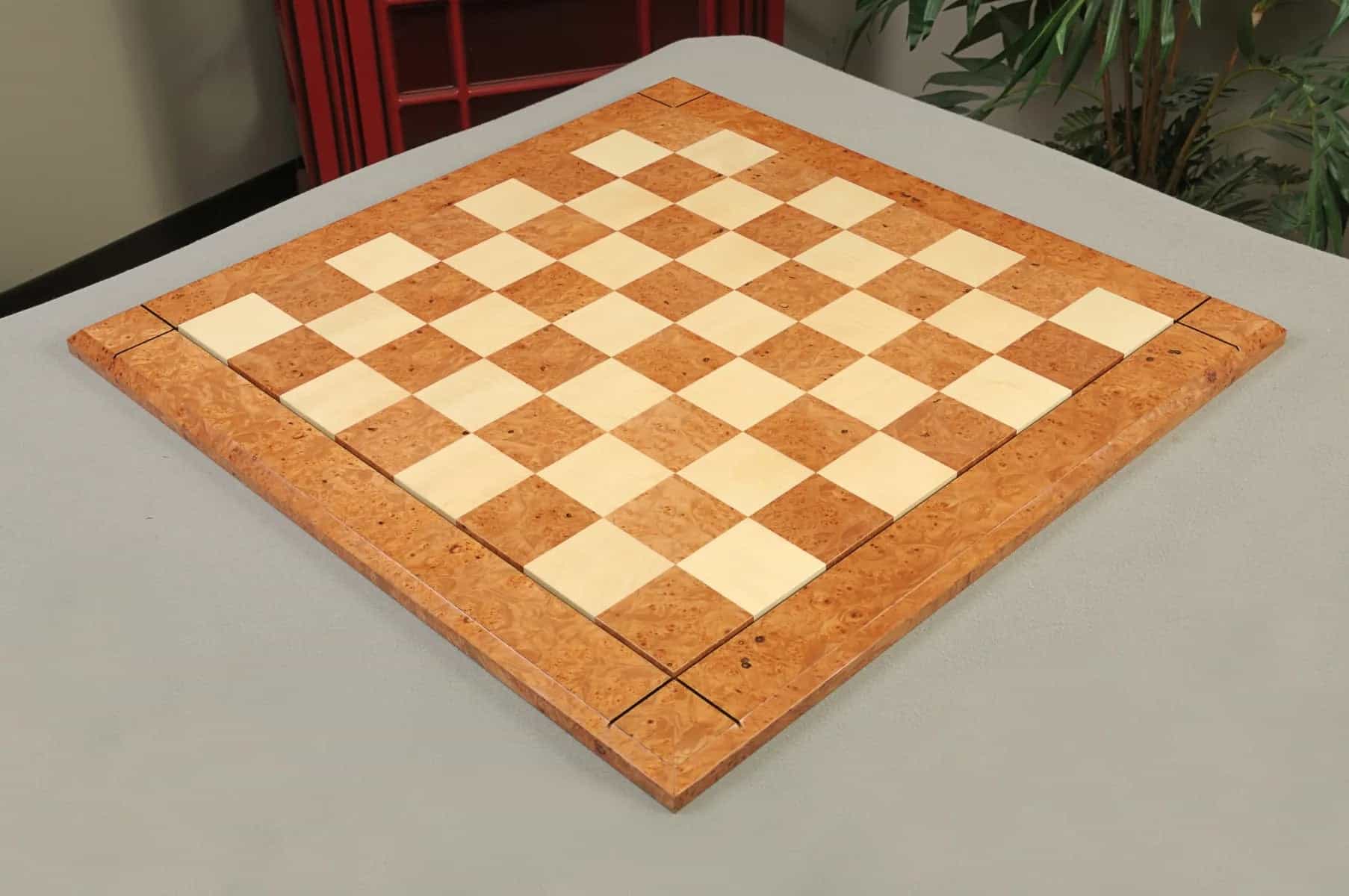 Elm Burl & Maple Reproduction of the Drueke Chess Board
