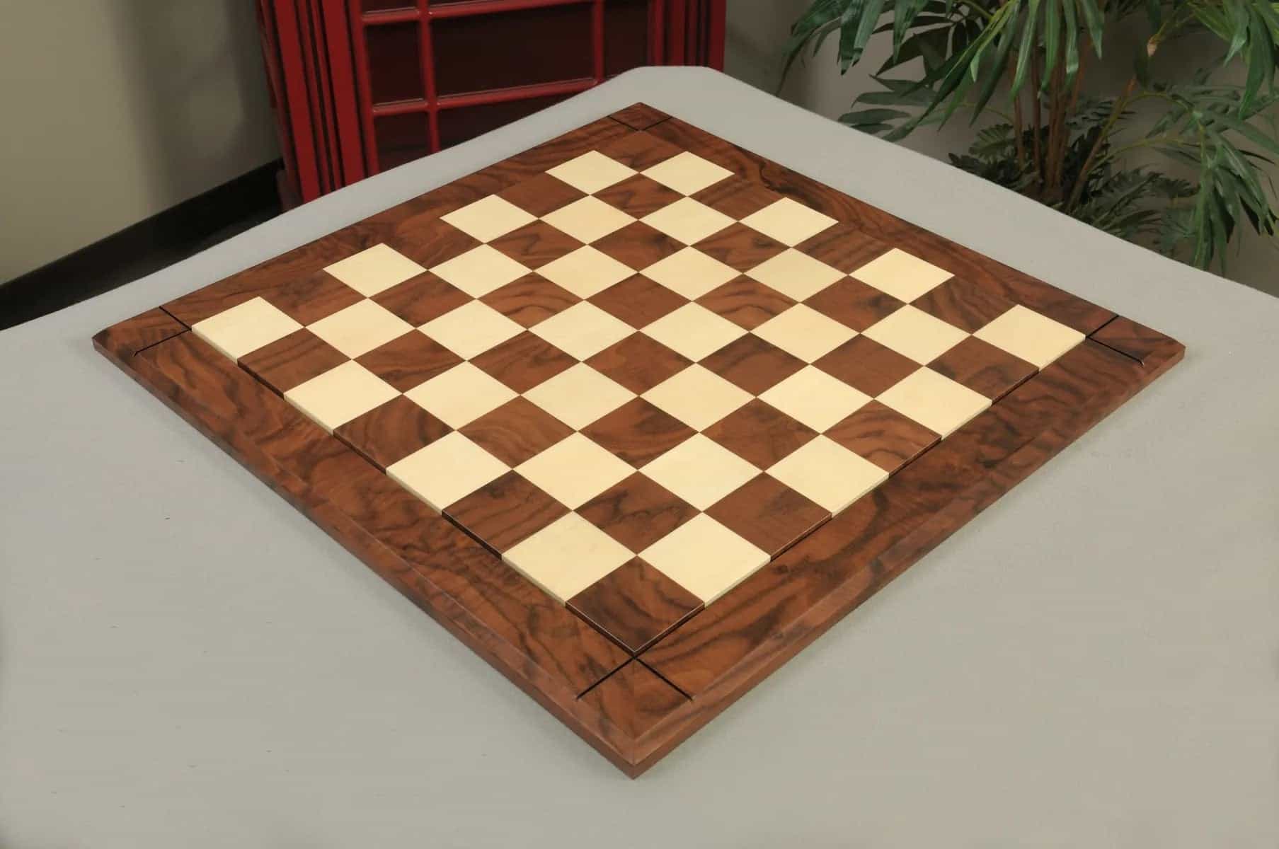 Walnut Burl & Maple Reproduction Drueke Chess Board