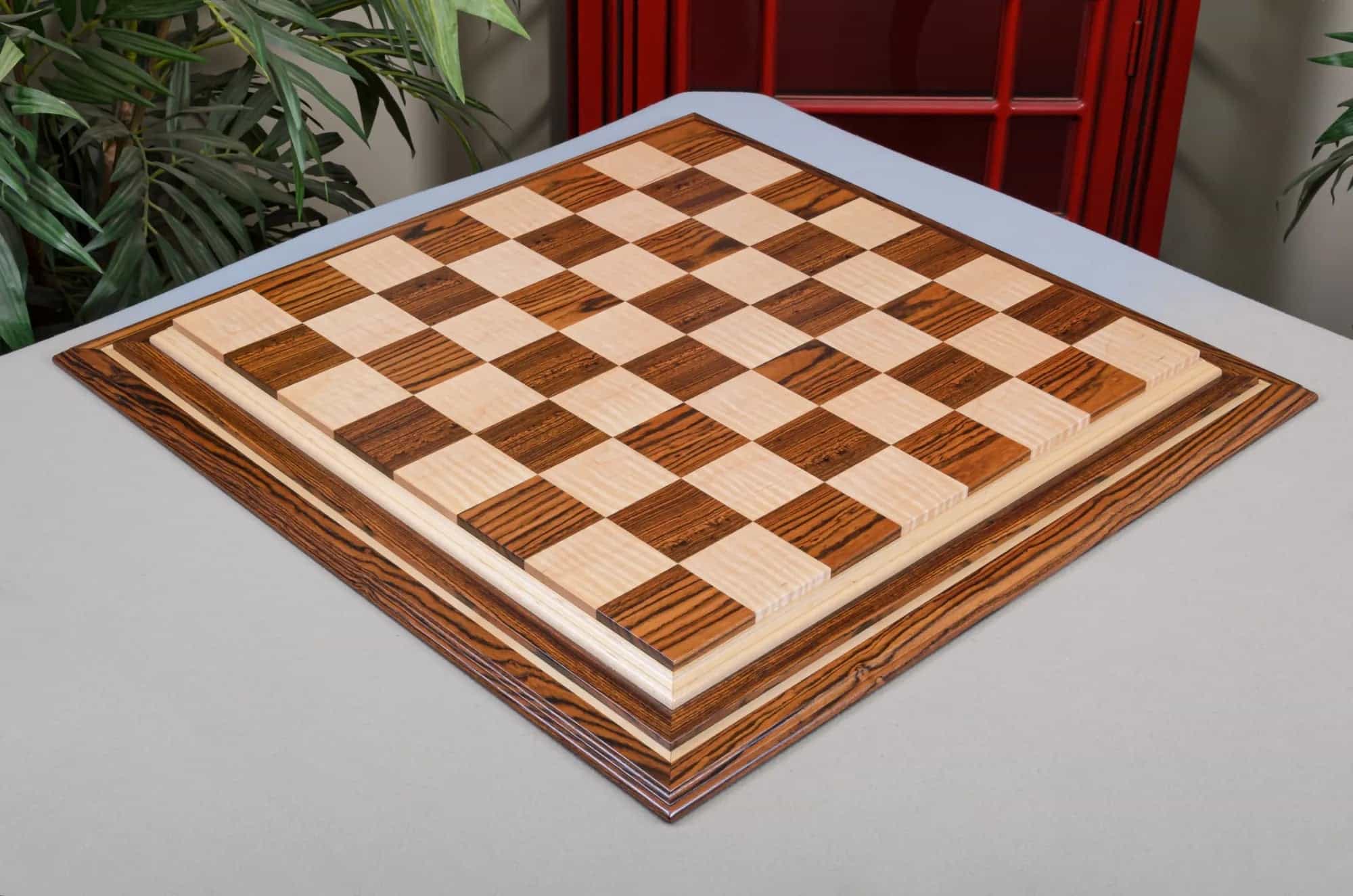 Pre-Order - Signature Contemporary Iv Luxury Chess Board - Bocote / Curly Maple - 2.5" Squares