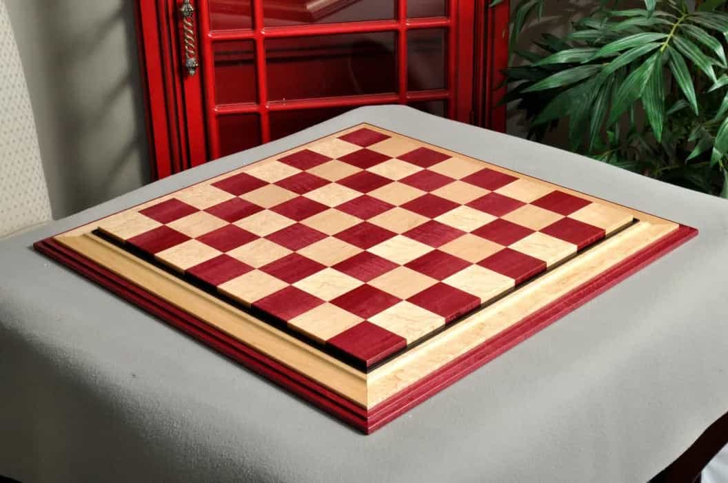 Pre-Order - Signature Contemporary Iii Luxury Chess Board - Purpleheart / Bird's Eye Maple - 2.5" Squares