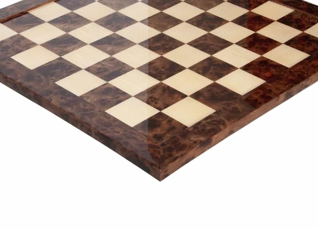 Olmo Burl & Maple Signature Traditional Chess Board