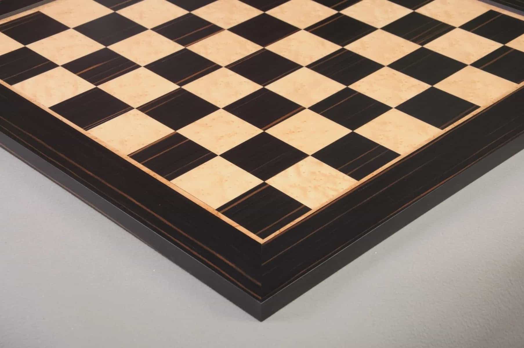 Macassar Ebony & Bird's Eye Maple Traditional Chess Board