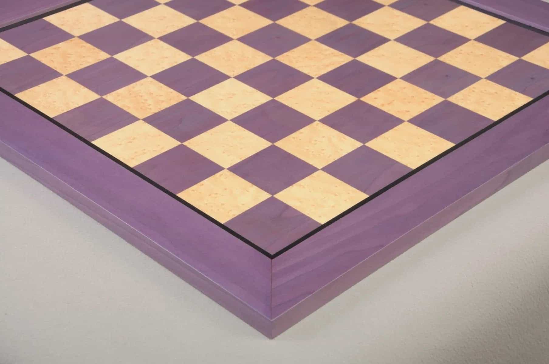 Purpleheart & Bird's Eye Maple Traditional Chess Board