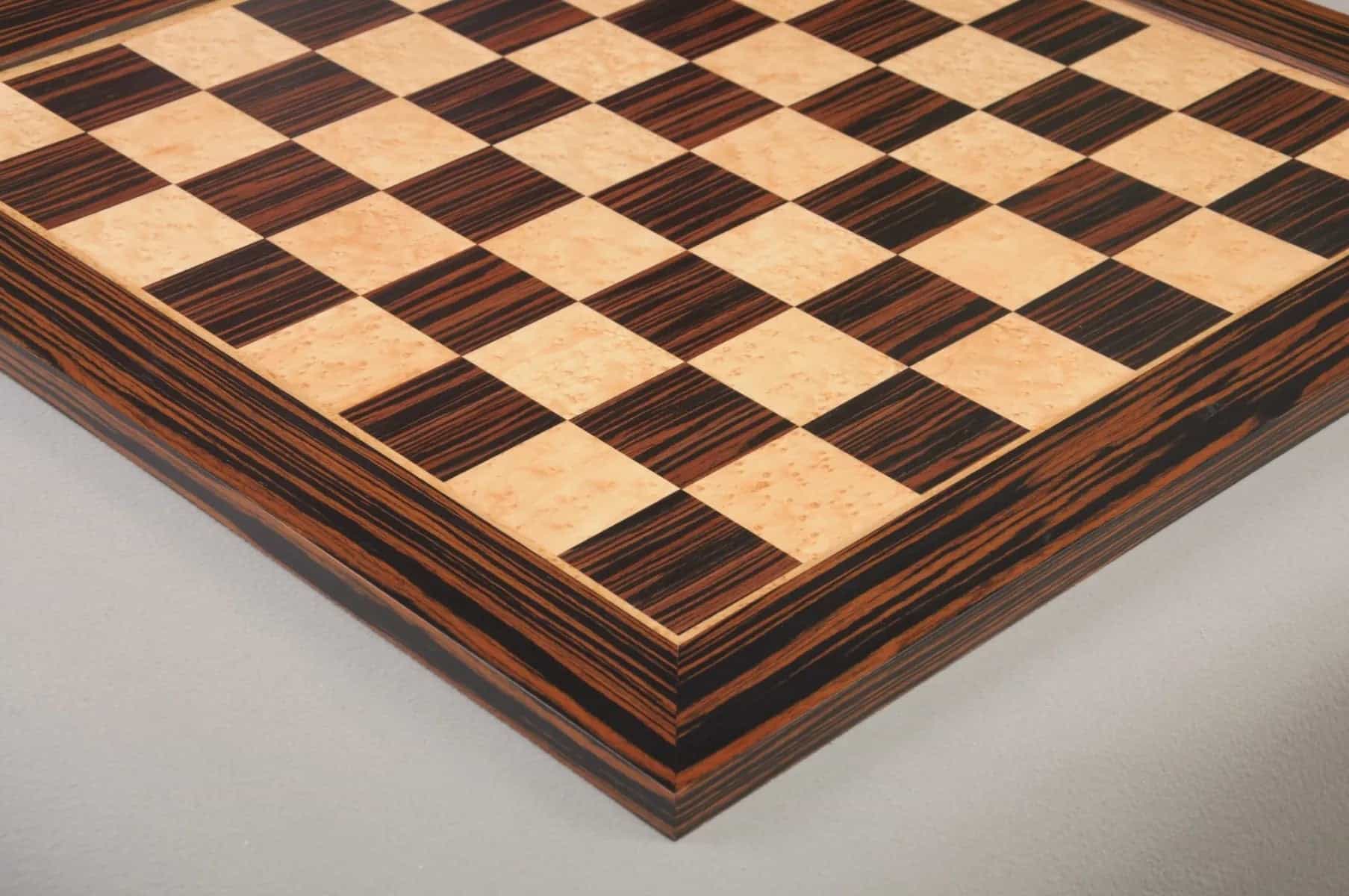 Tiger Ebony & Bird's Eye Maple Traditional Chess Board