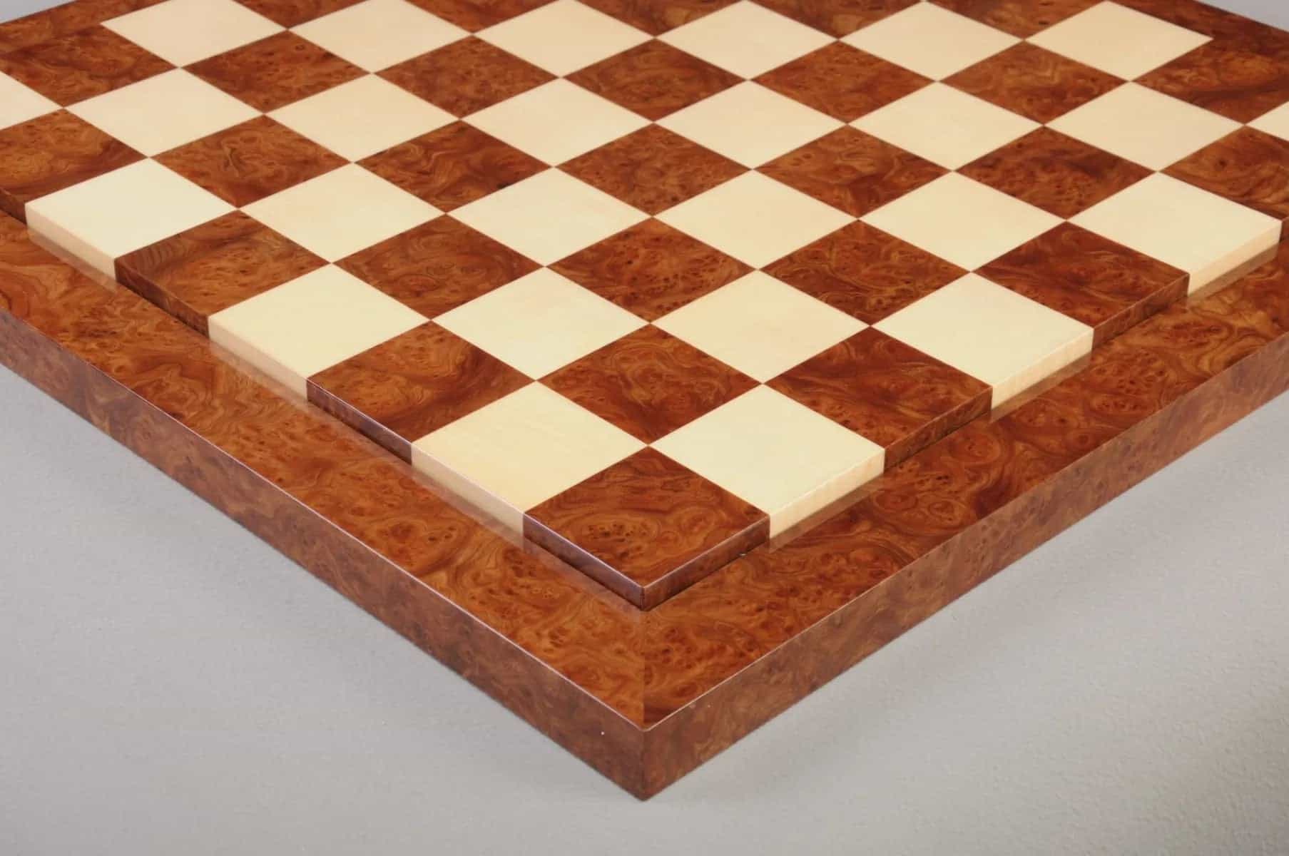 Olmo Burl & Maple Superior Contemporary Chess Board
