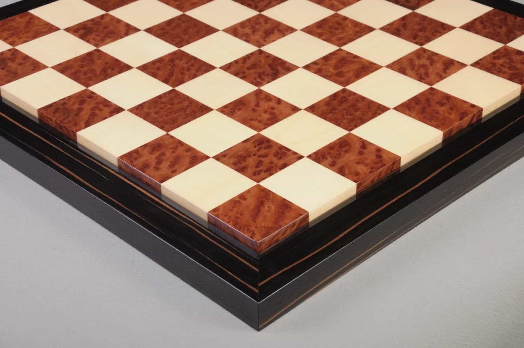 Ebony Frame Vavona Burl & Maple Chess Board