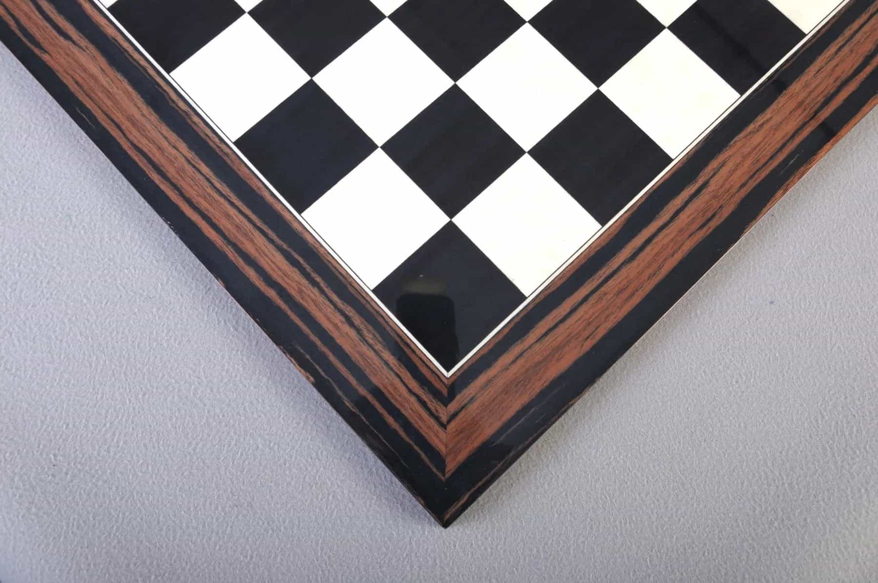 Black Anegre, Bird's Eye Maple & Macassar Ebony Chess Board