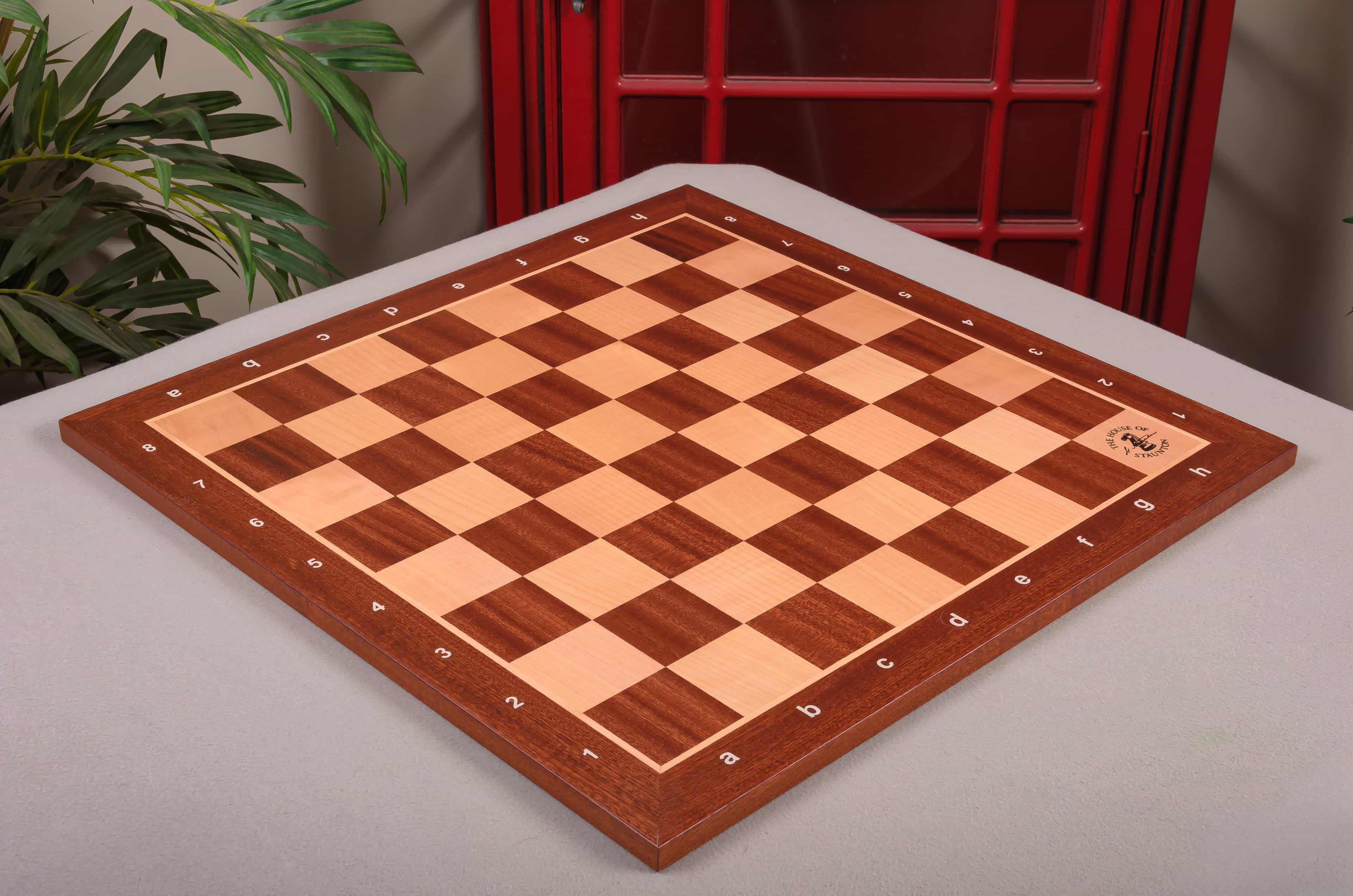 Prototype - Red Mahogany And Maple Wooden Tournament Chess Board - 2.25" Squares