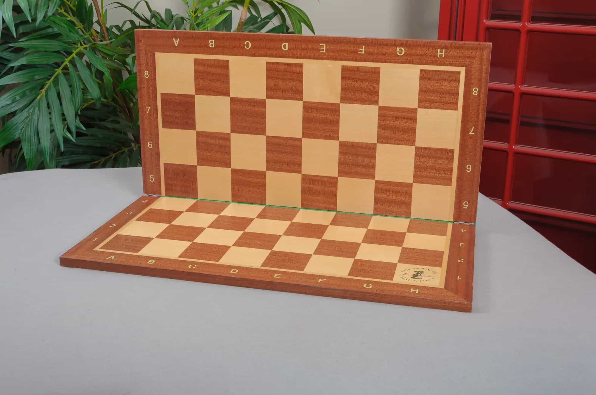 Mahogany and Maple Folding Wooden Tournament Chess Board