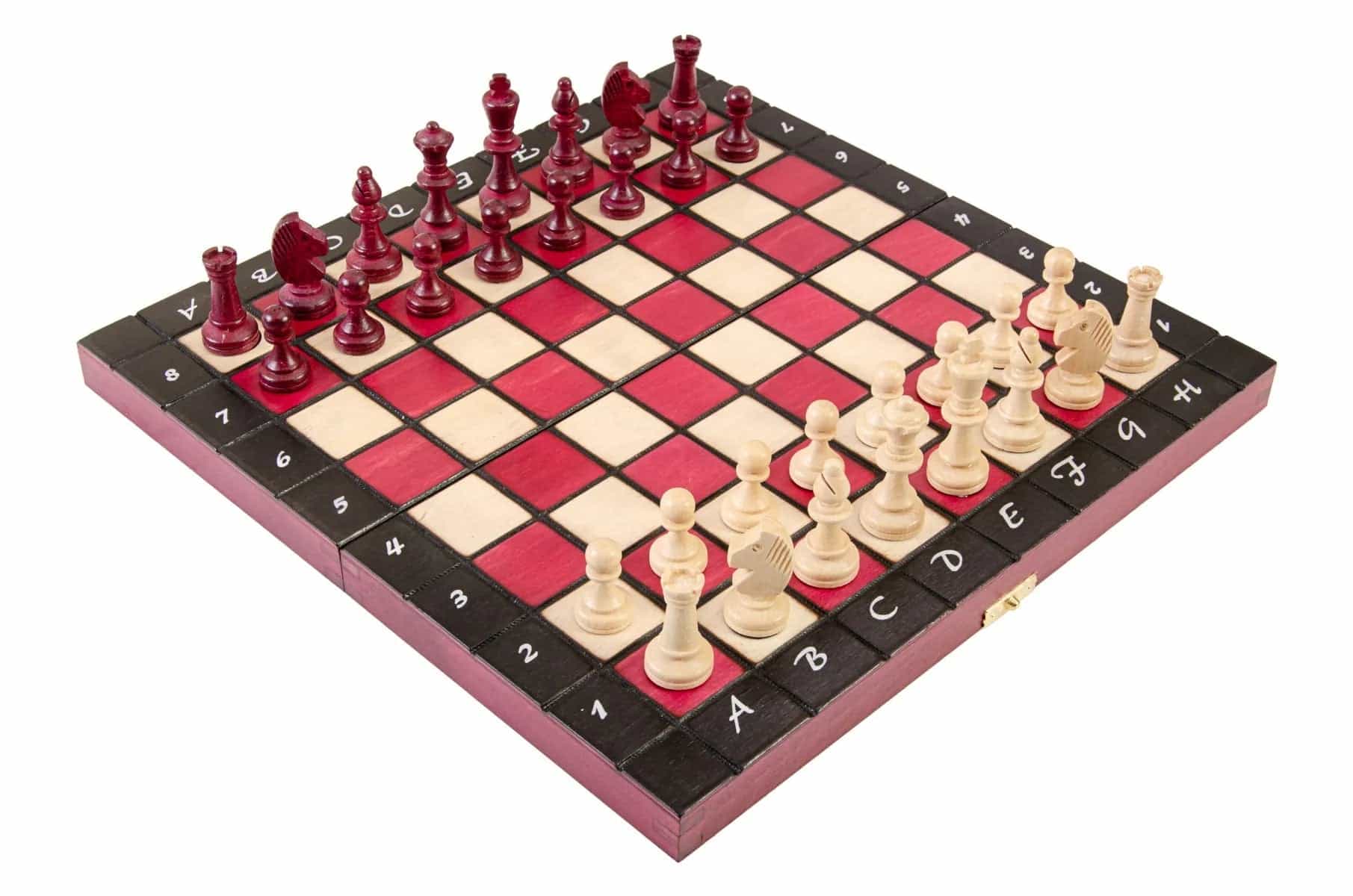 The Large Burgundy Magnetic Chess Set