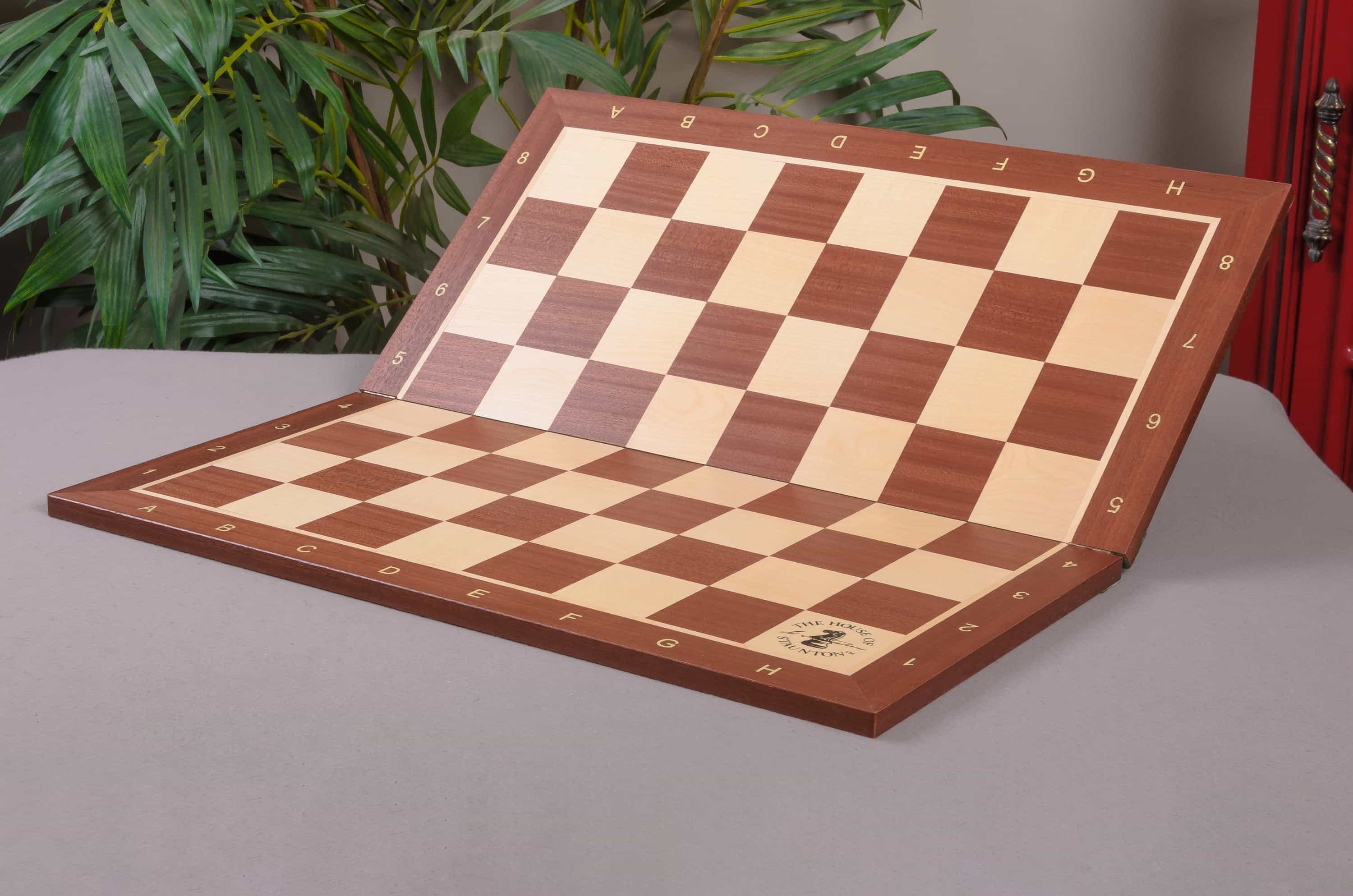 Imperfect - Folding Mahogany - With Notation And Logo - Wooden Tournament Chessboard