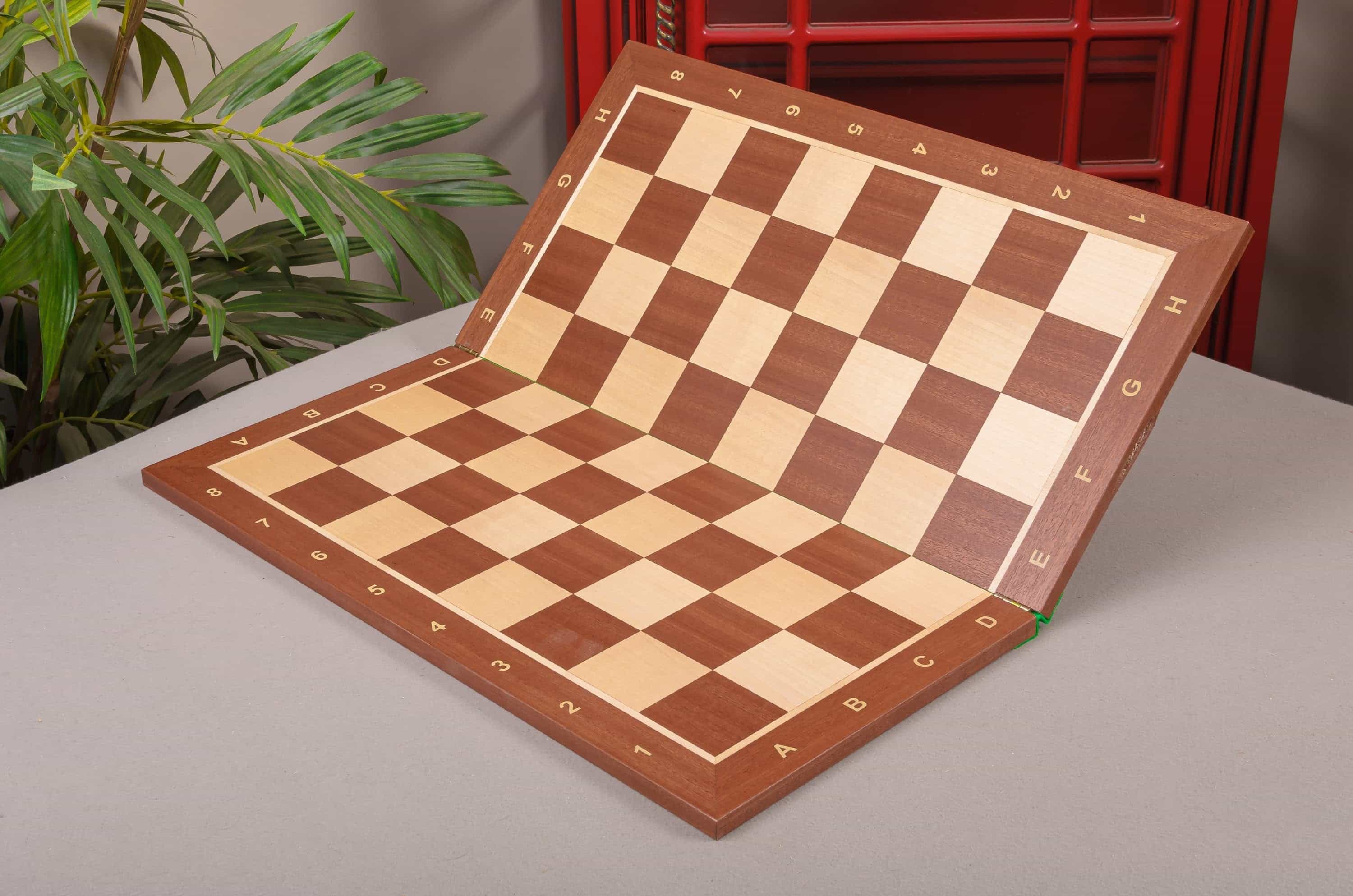 Imperfect - Folding Mahogany - With Notation - Wooden Tournament Chessboard