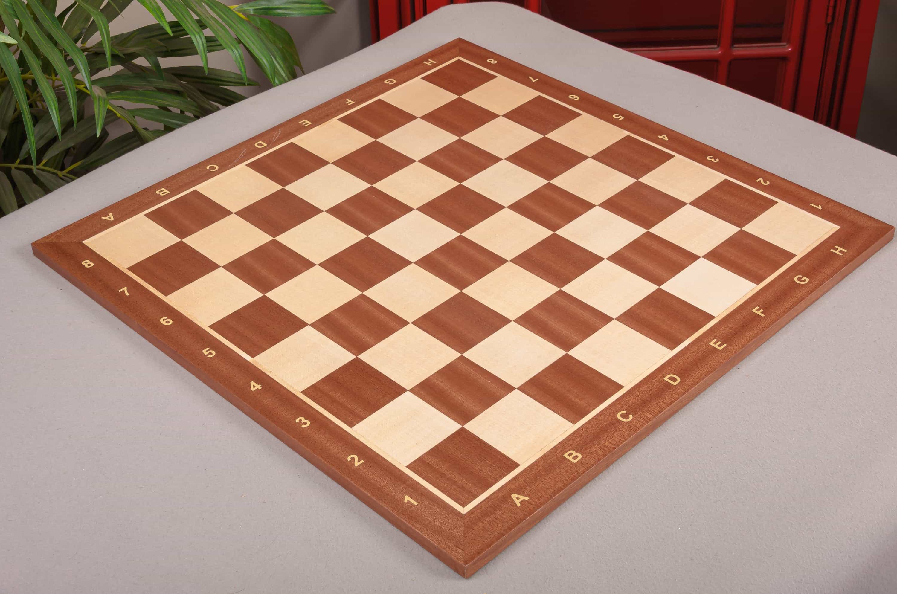 Imperfect - 2.25" - Mahogany - With Notation - Wooden Tournament Chess Board
