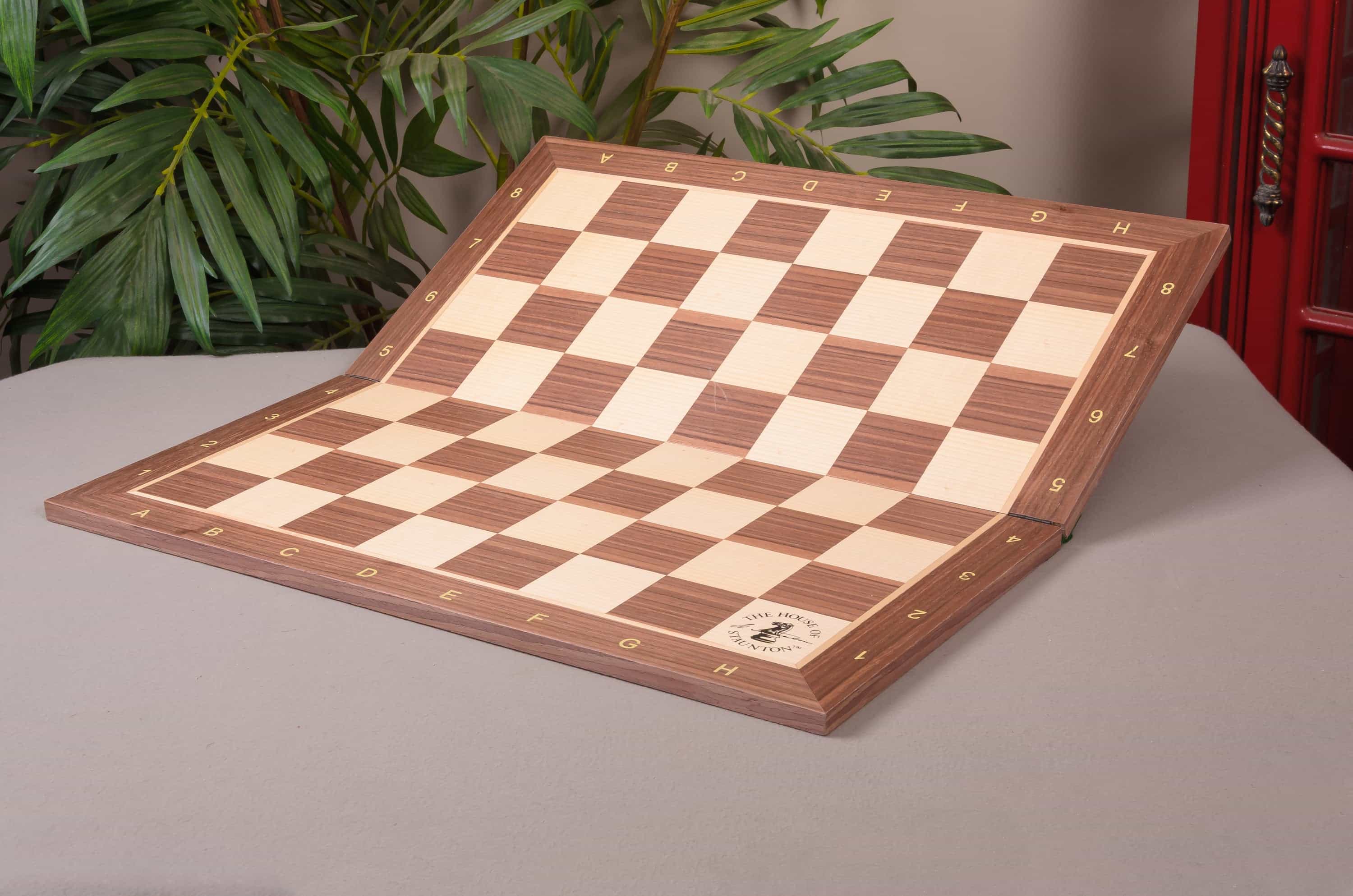 Imperfect - Folding Walnut - With Notation And Logo - Wooden Tournament Chessboard