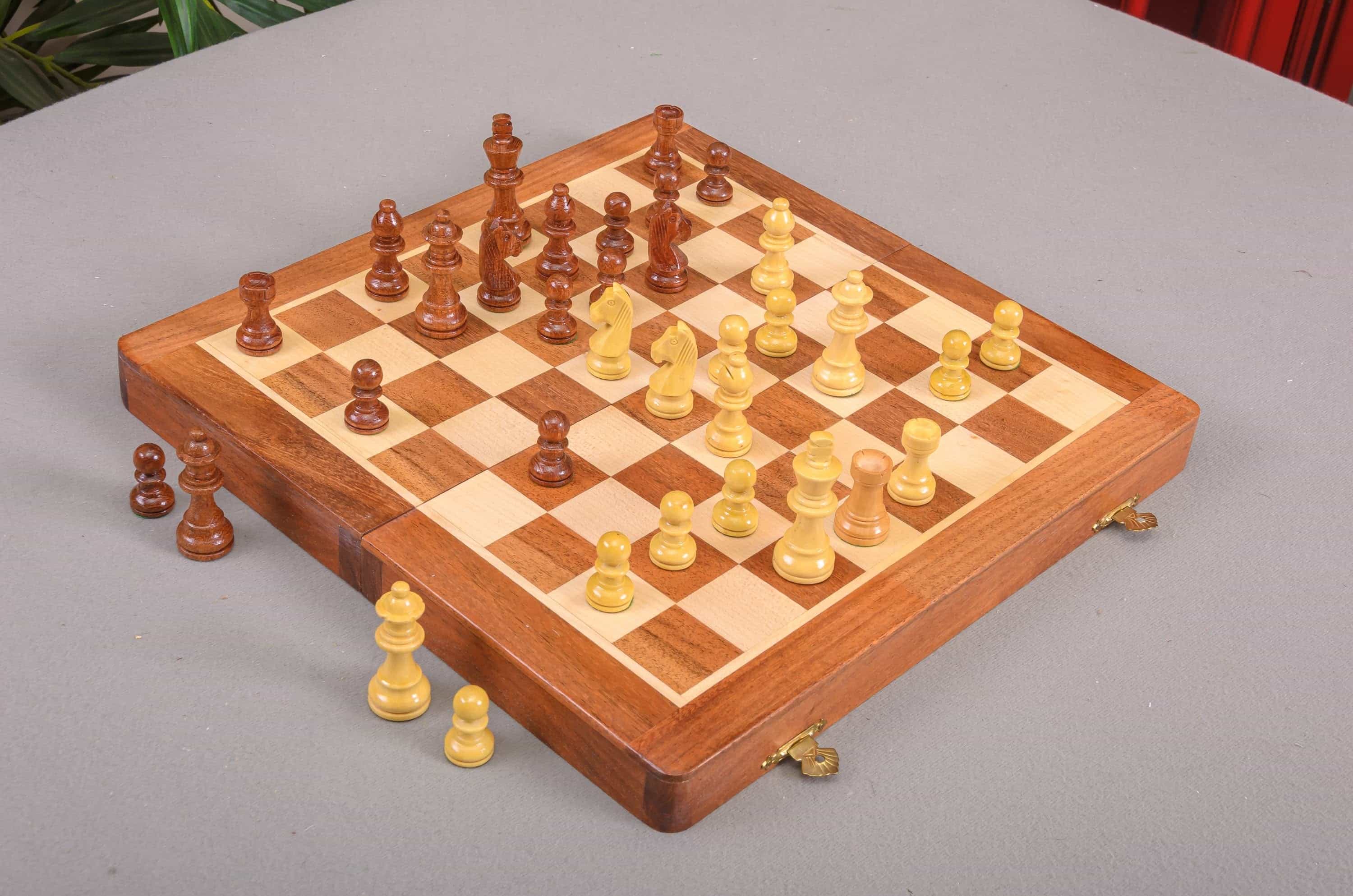 Imperfect - Folding Wooden Magnetic Travel Chess Set - 12"