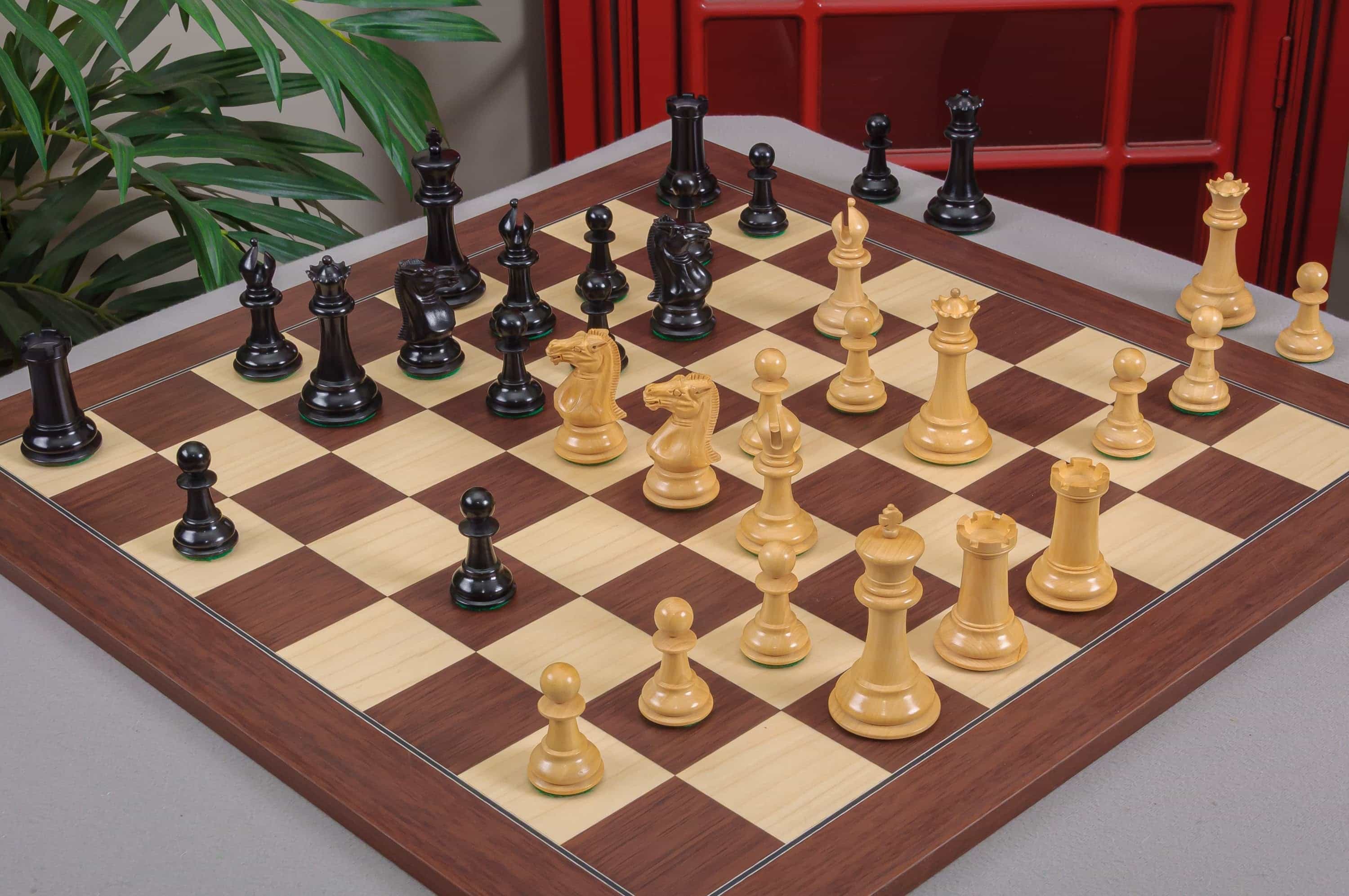 Imperfect - 4.0" Morphy - Genuine Ebony / Boxwood - Wood Chess Pieces