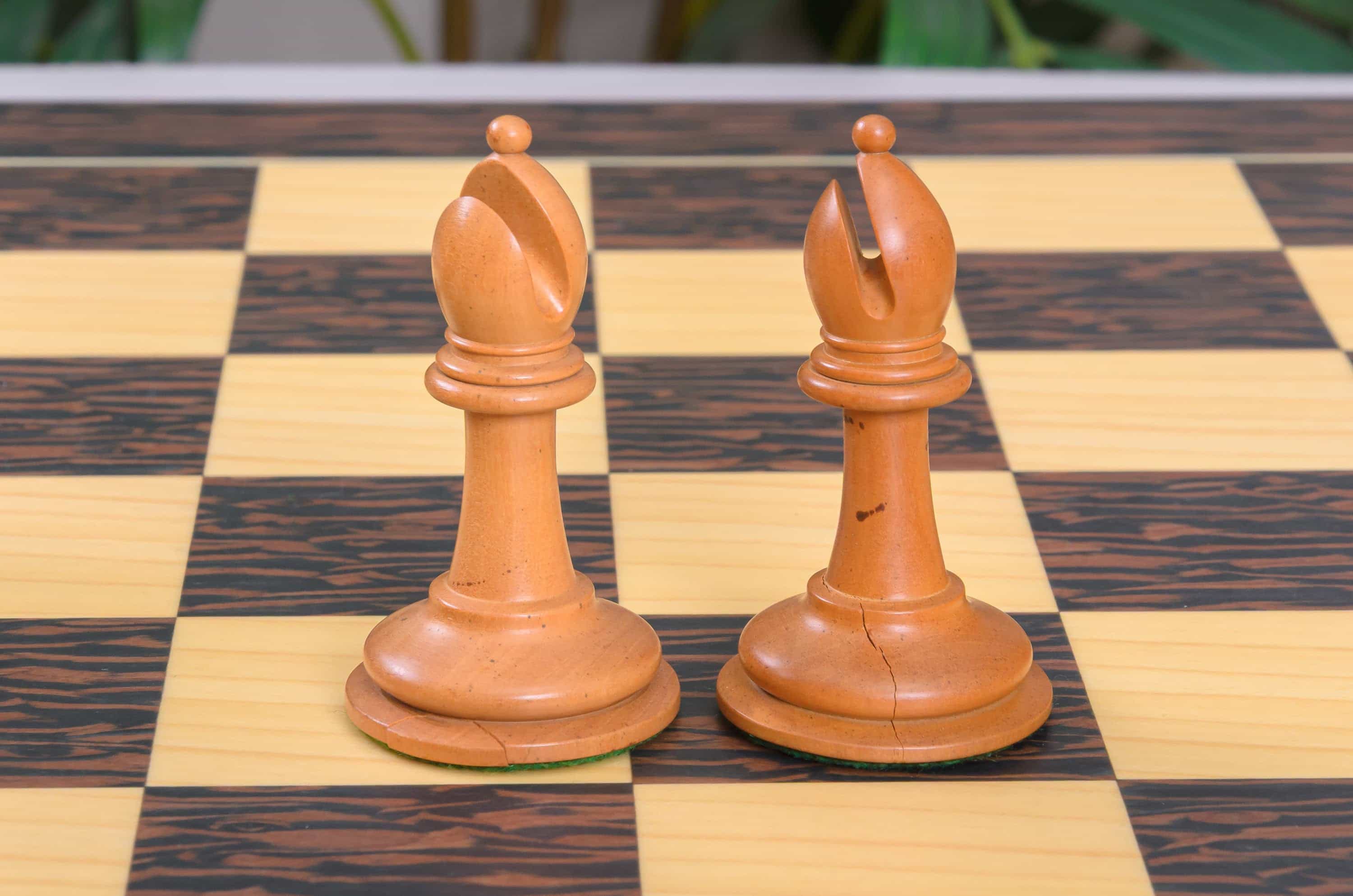 Imperfect - 4.0" Aversa - Genuine Ebony / Antiqued Boxwood - Wood Chess Pieces