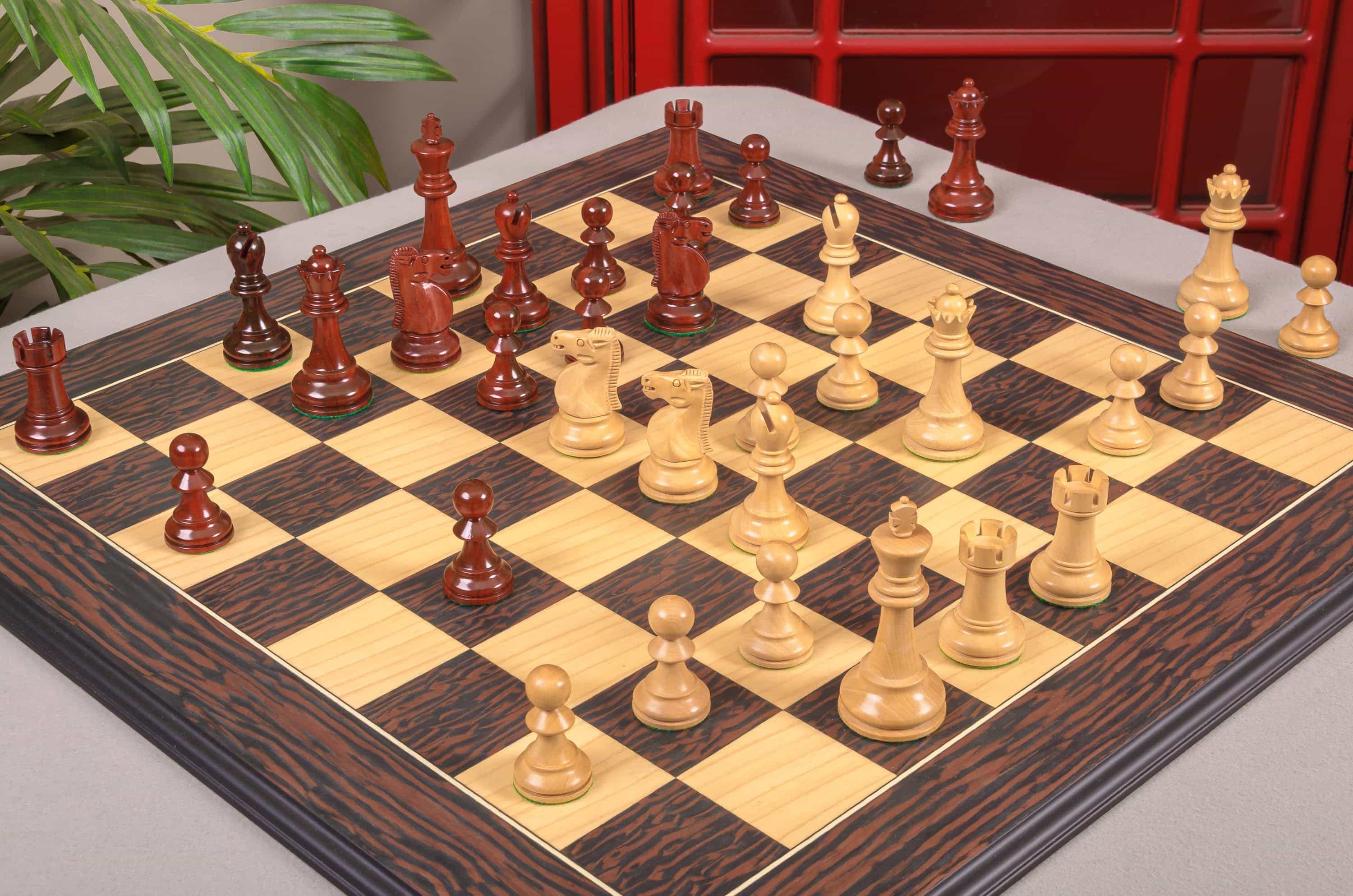 Imperfect - 3.75" Reykjavik Ii - Blood Rosewood / Boxwood - Wood Chess Pieces
