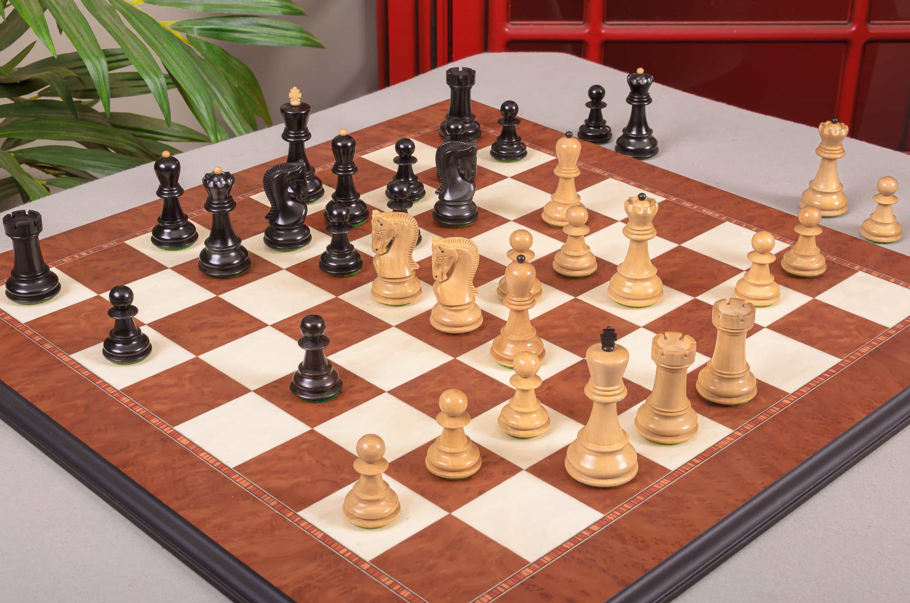 Imperfect - 2.875" Zagreb '59 - Ebonized / Boxwood - Wood Chess Pieces