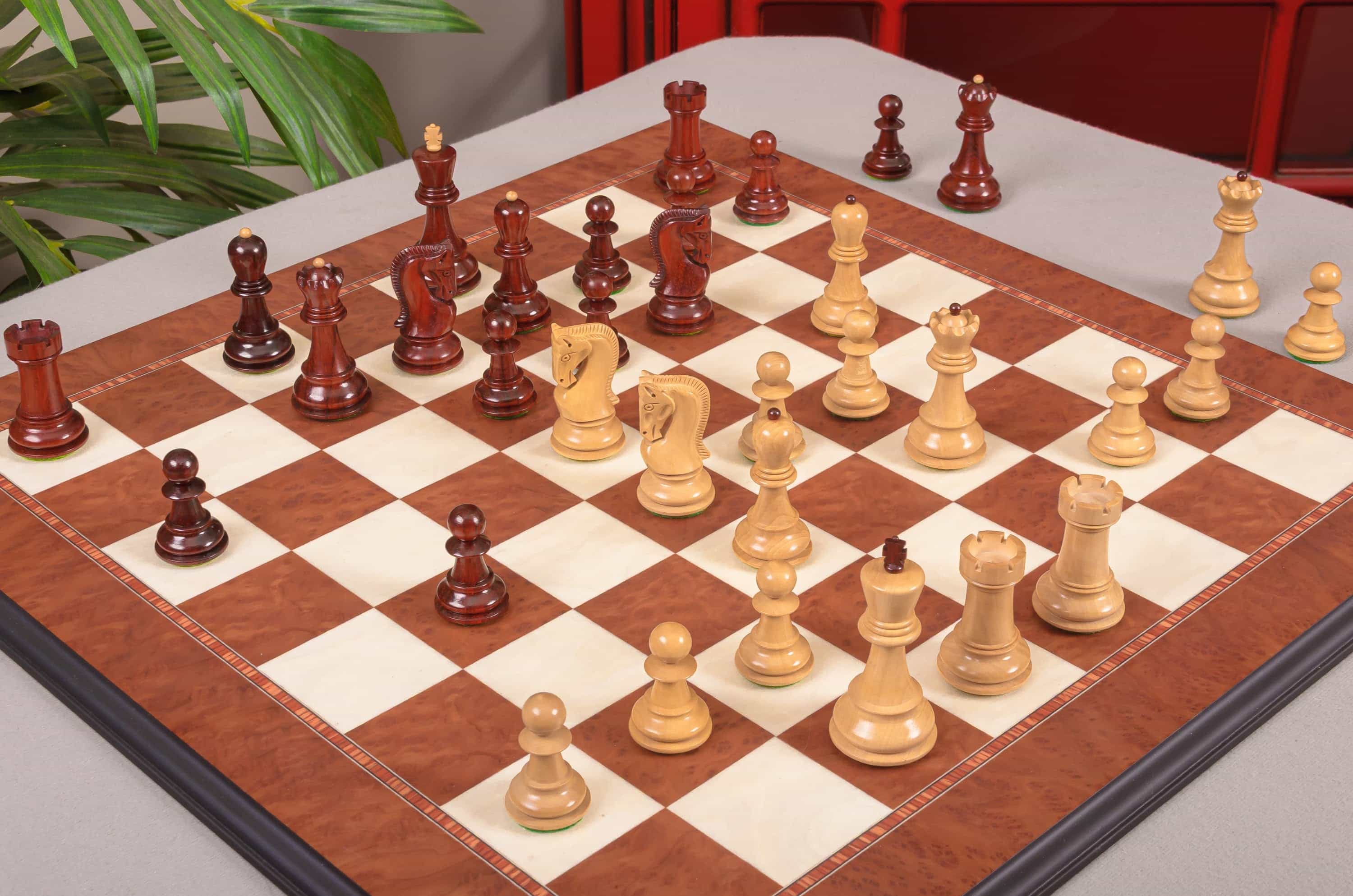 Imperfect - 2.875" Zagreb '59 - Blood Rosewood / Boxwood - Wood Chess Pieces