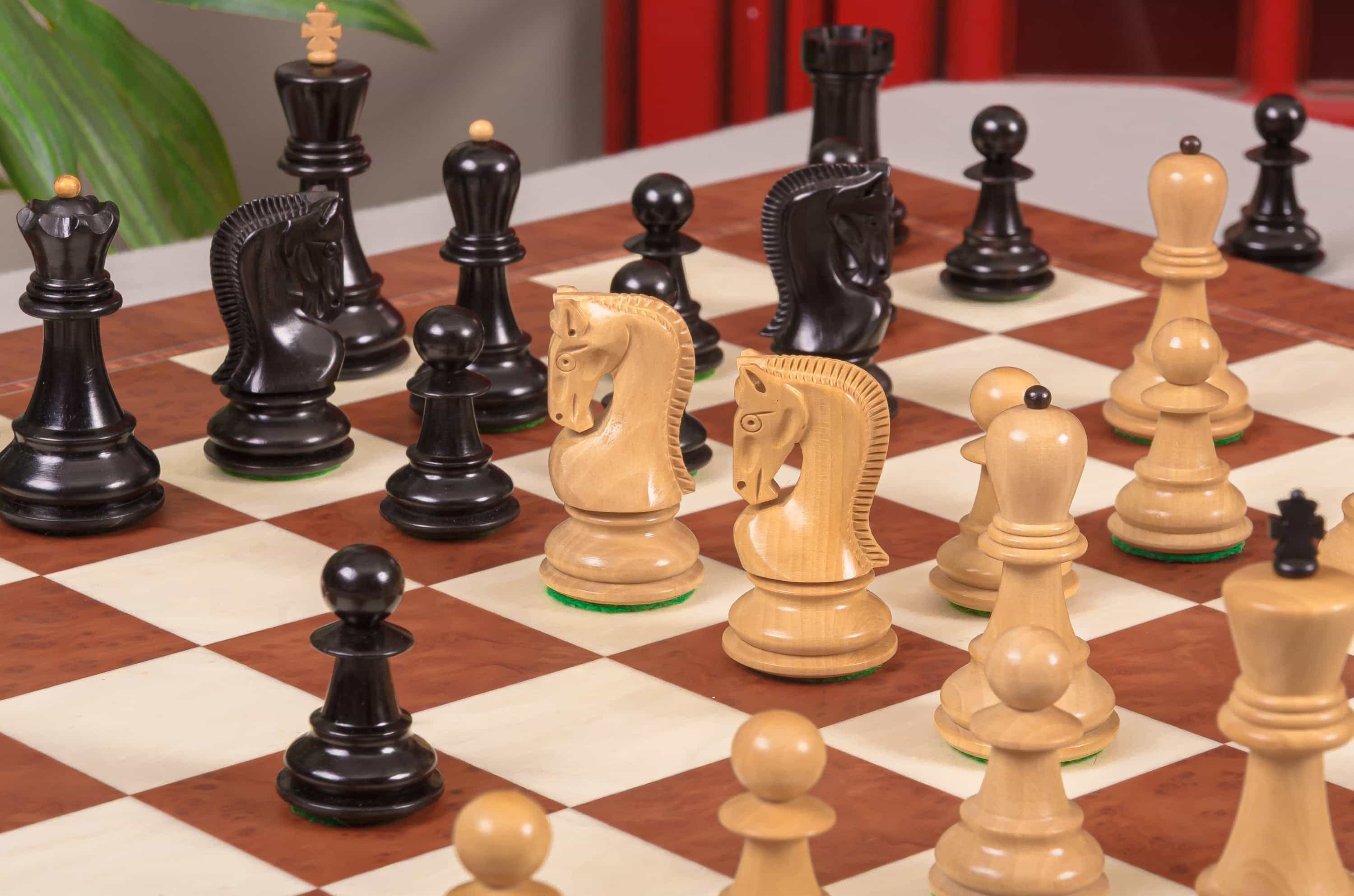 Imperfect - 2.875" Zagreb '59 - Genuine Ebony / Boxwood - Wood Chess Pieces