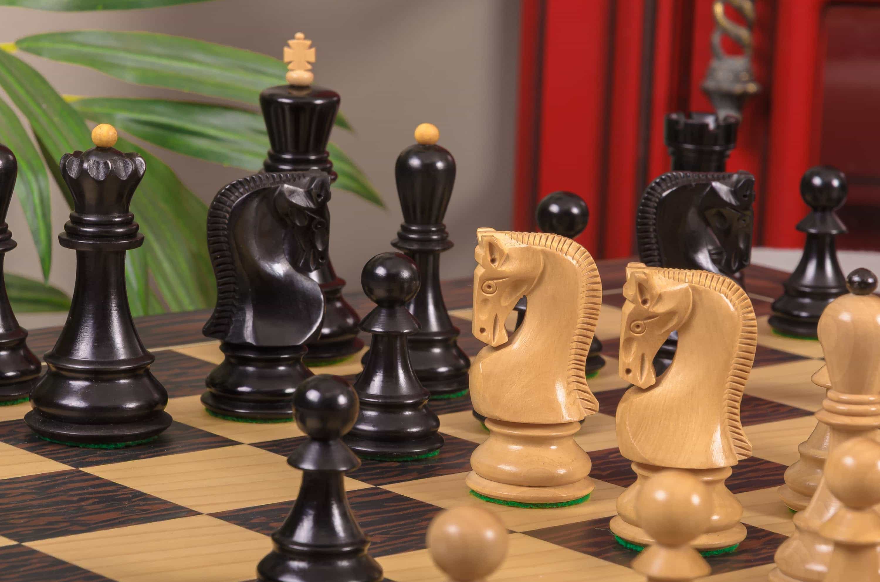 Imperfect - 3.875" Zagreb '59 - Ebonized / Boxwood - Wood Chess Pieces
