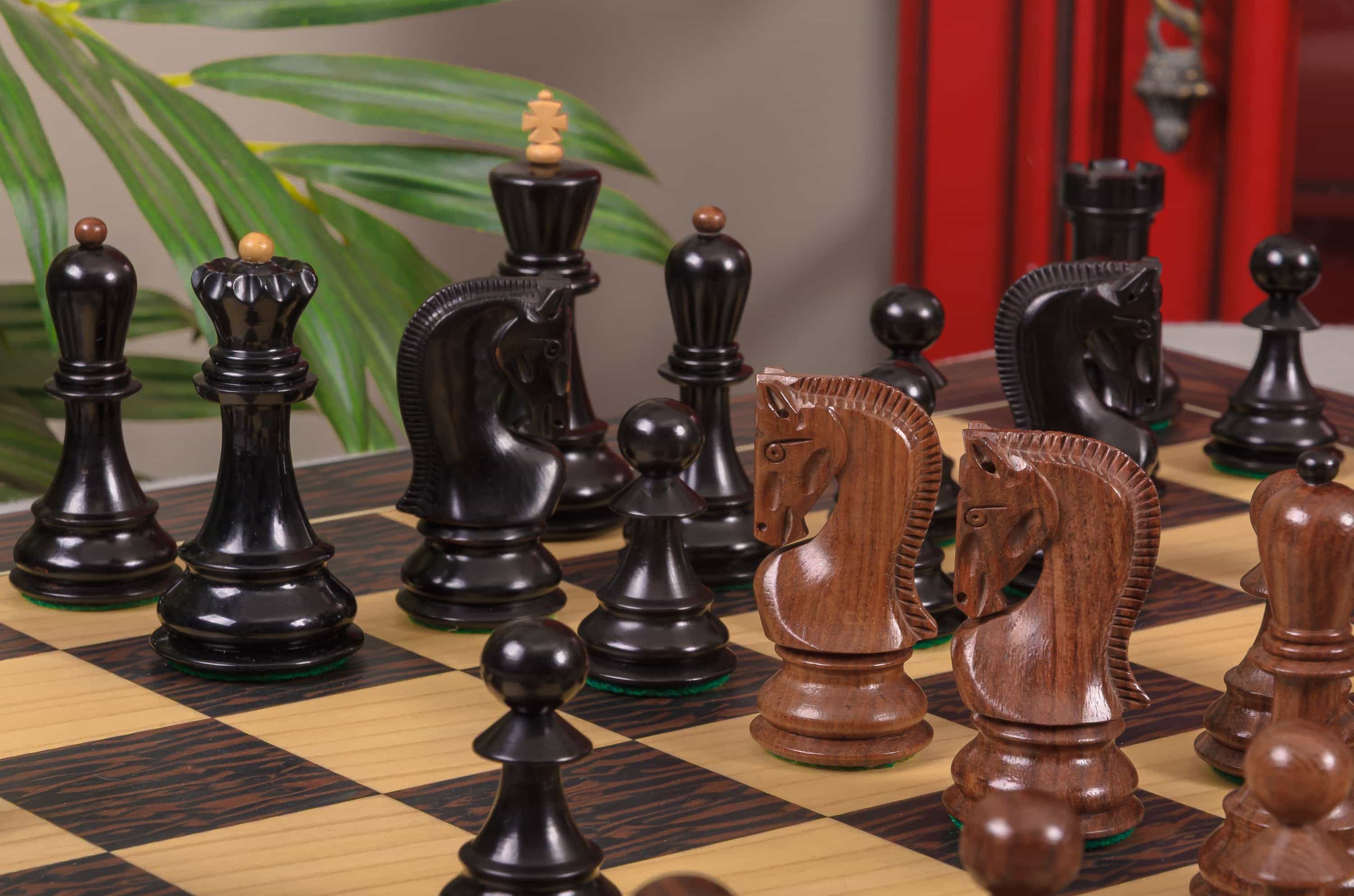 Imperfect - The Zagreb '59 Elite Series Chess Set - 3.875" King - Golden Rosewood / Ebonized