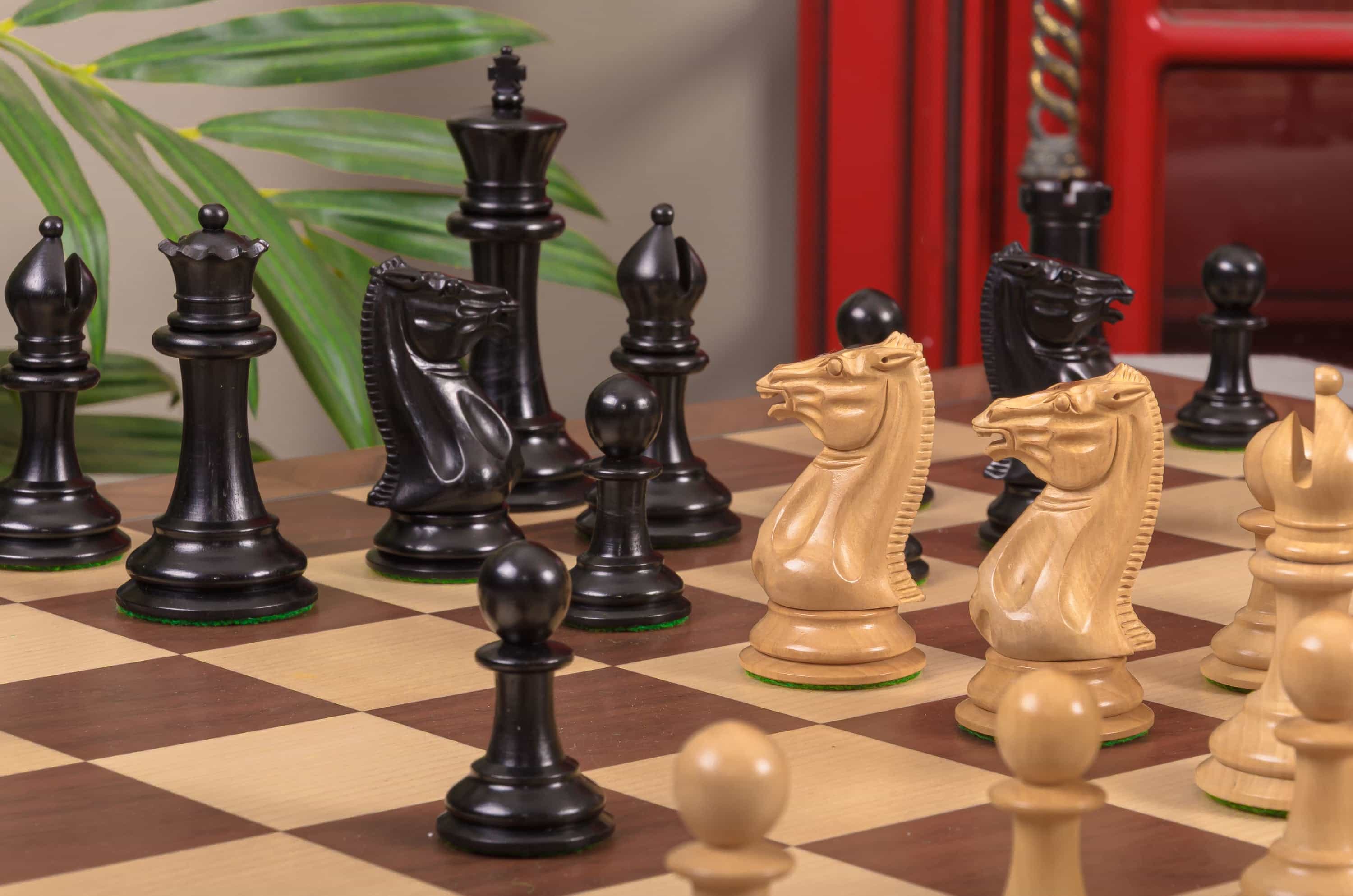 Imperfect - 4.4" - The 1850 Morphy Series Chess Pieces - Genuine Ebony & Boxwood - From The Camaratta Collection