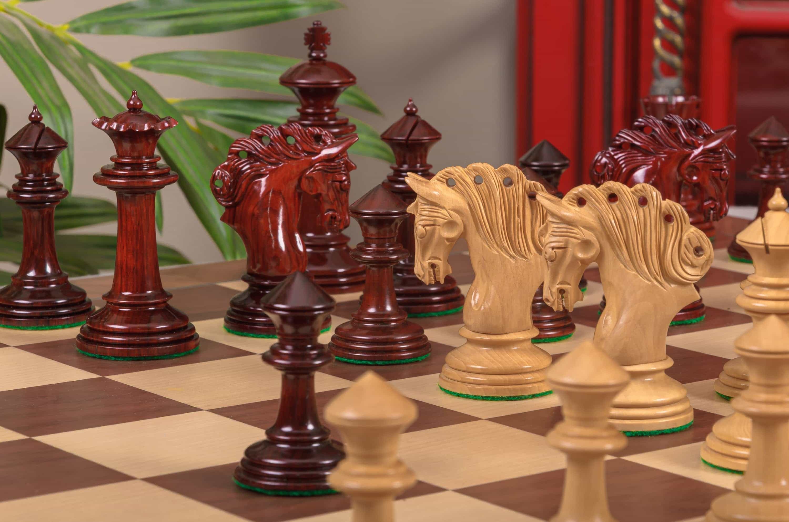 Imperfect - Westminster Wooden Chessmen - Blood Rosewood / Boxwood - 4.4" King