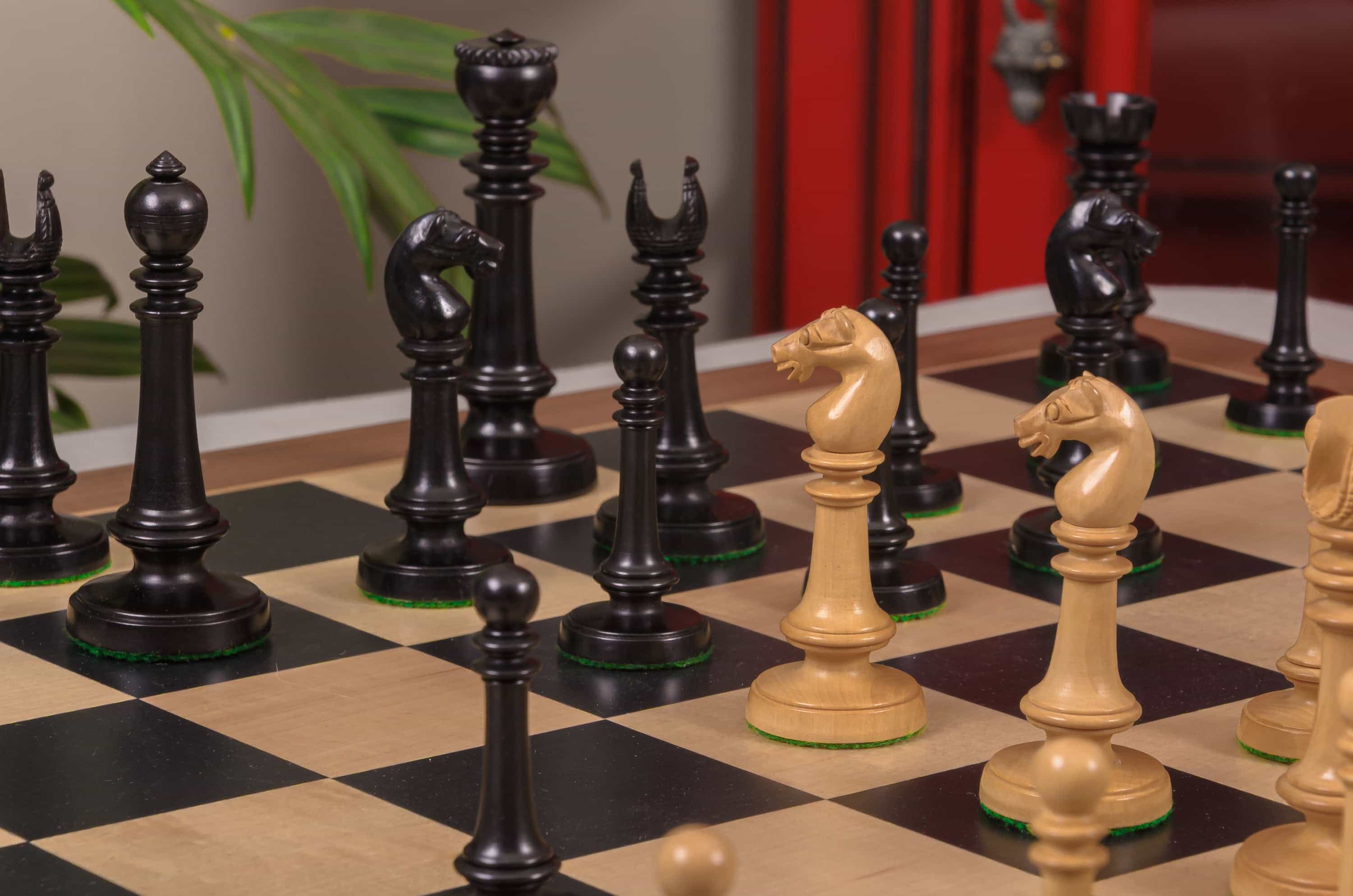 Imperfect - 4" Edinburgh Upright - Genuine Ebony/ Boxwood - Wood Chess Pieces