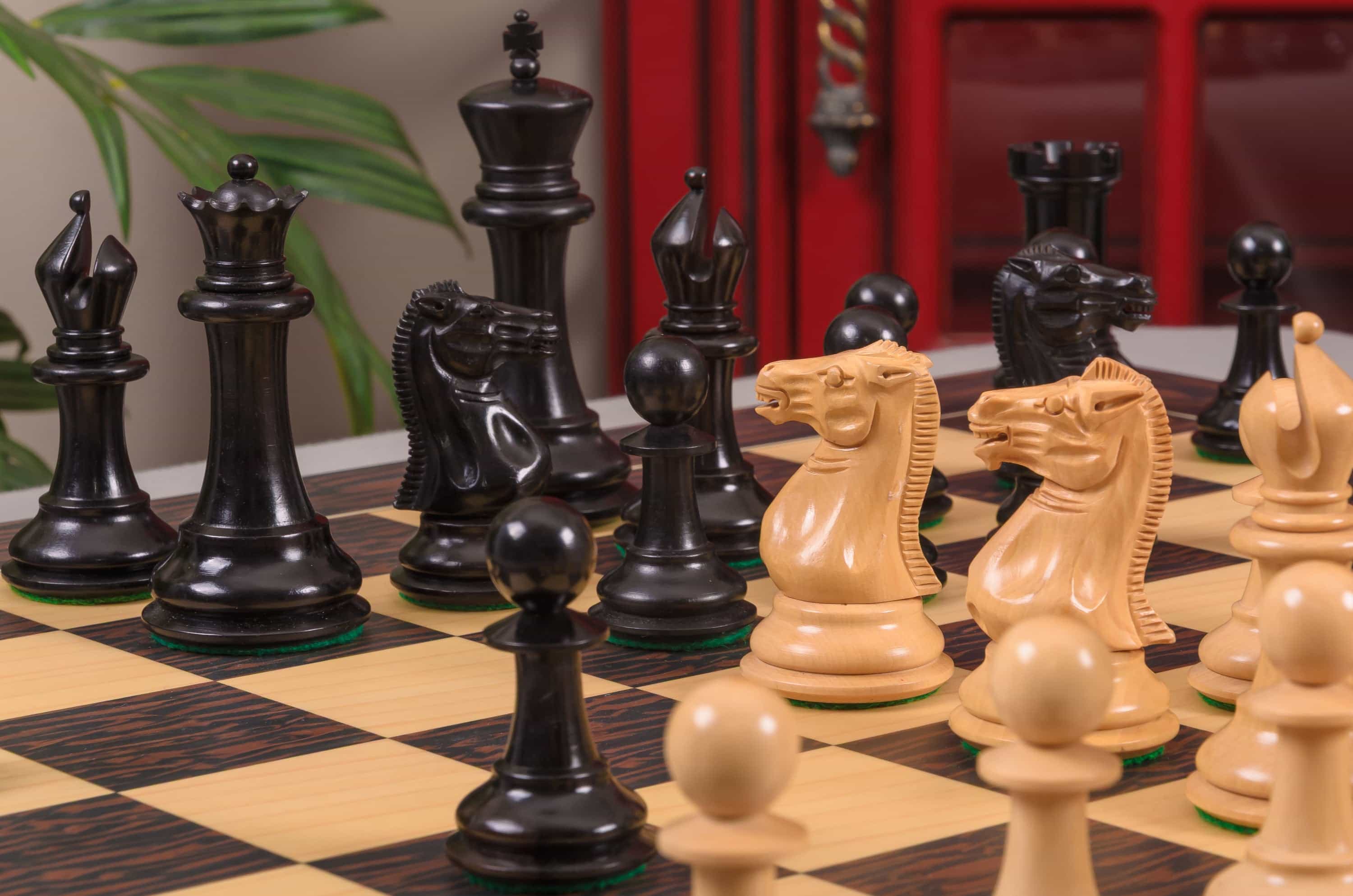 Imperfect - 4.4" Morphy - Ebonized / Boxwood - Wood Chess Pieces