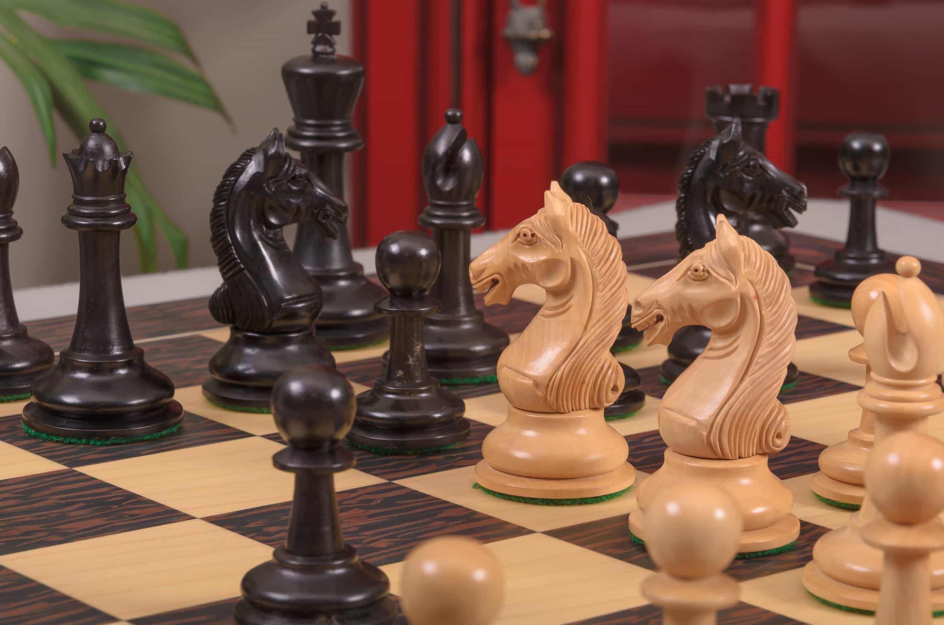 Imperfect - 4.0" Aversa - Genuine Ebony / Boxwood - Wood Chess Pieces