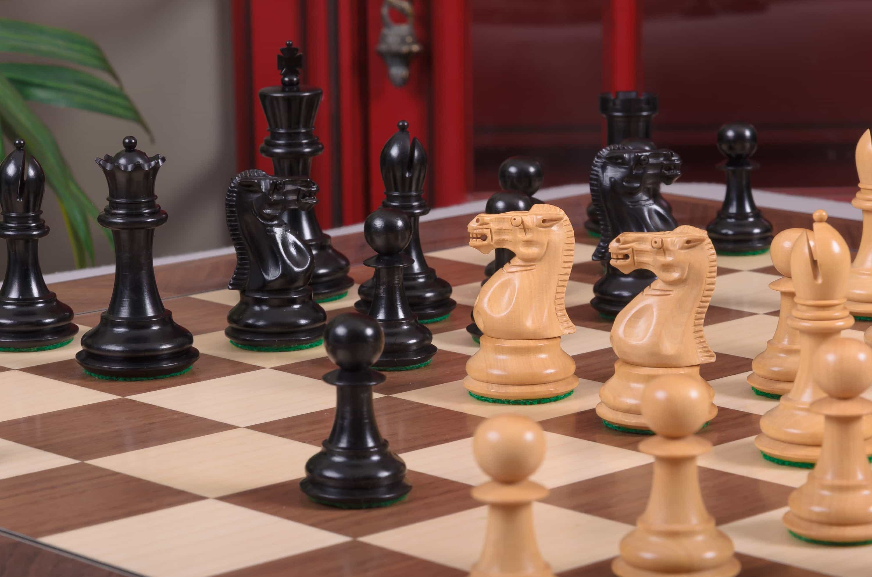 Imperfect - 3.6" Bicentennial - Genuine Ebony / Boxwood - Wood Chess Pieces