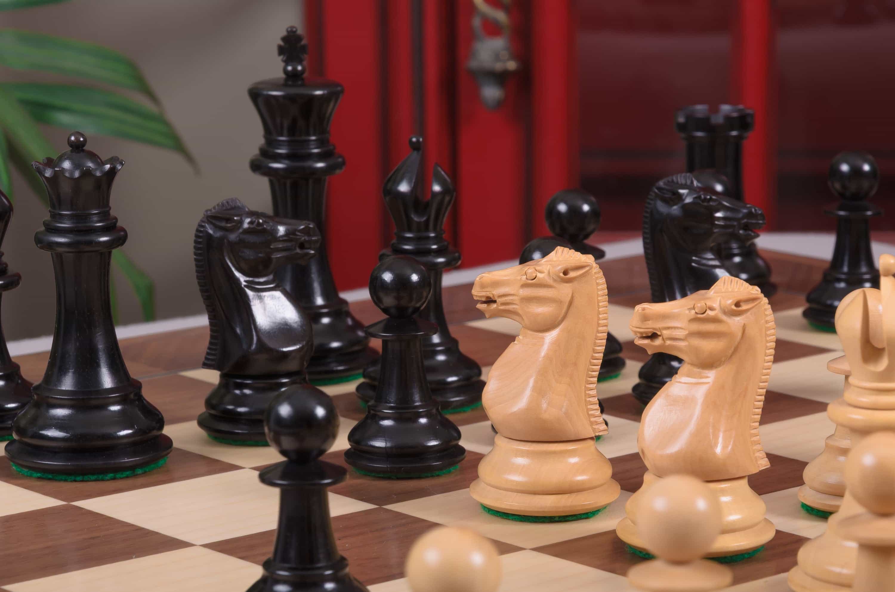 Imperfect - 4.0" Morphy - Genuine Ebony / Boxwood - Wood Chess Pieces