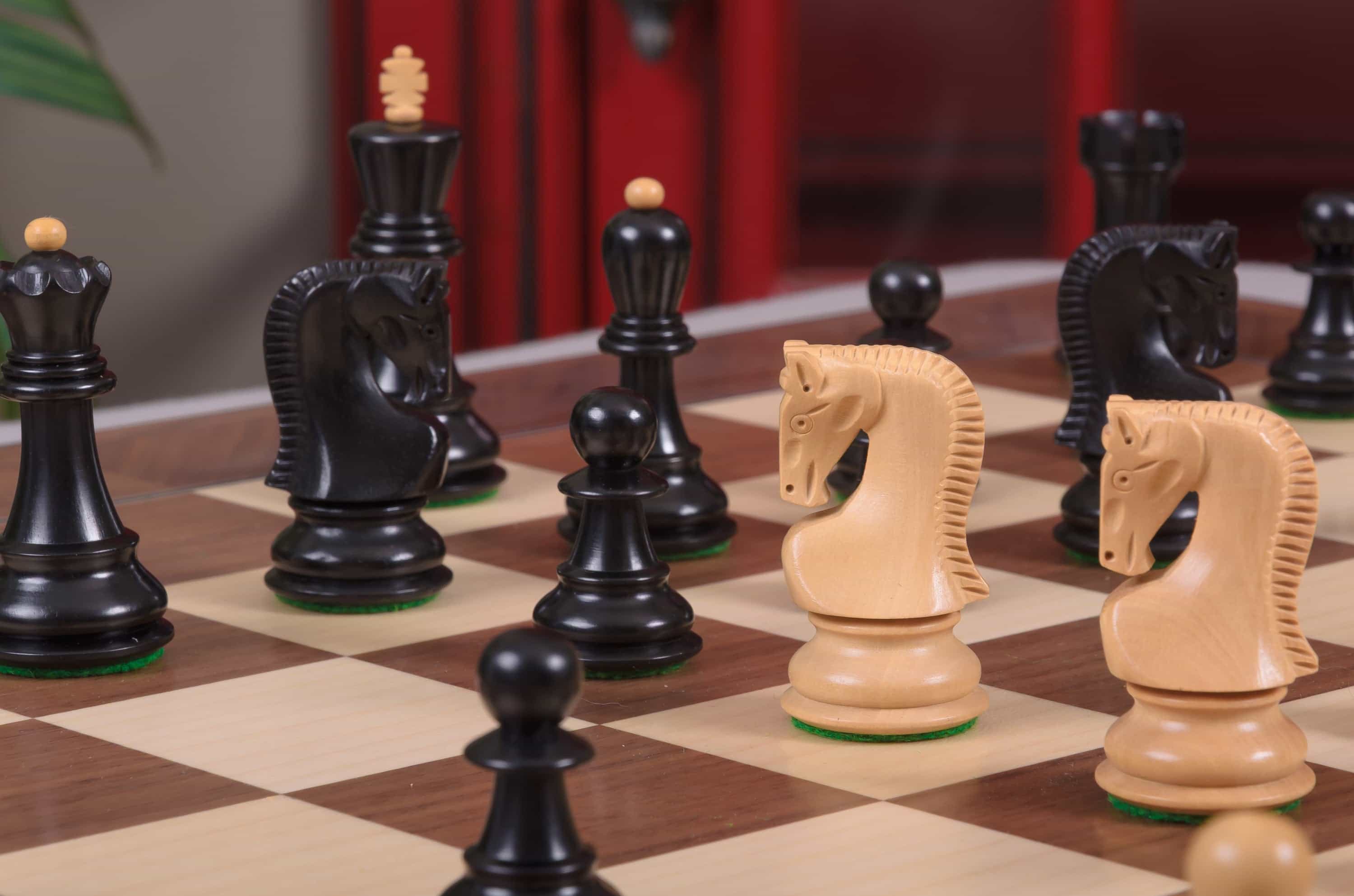 Imperfect - 2.875" Zagreb '59 - Genuine Ebony / Boxwood - Wood Chess Pieces