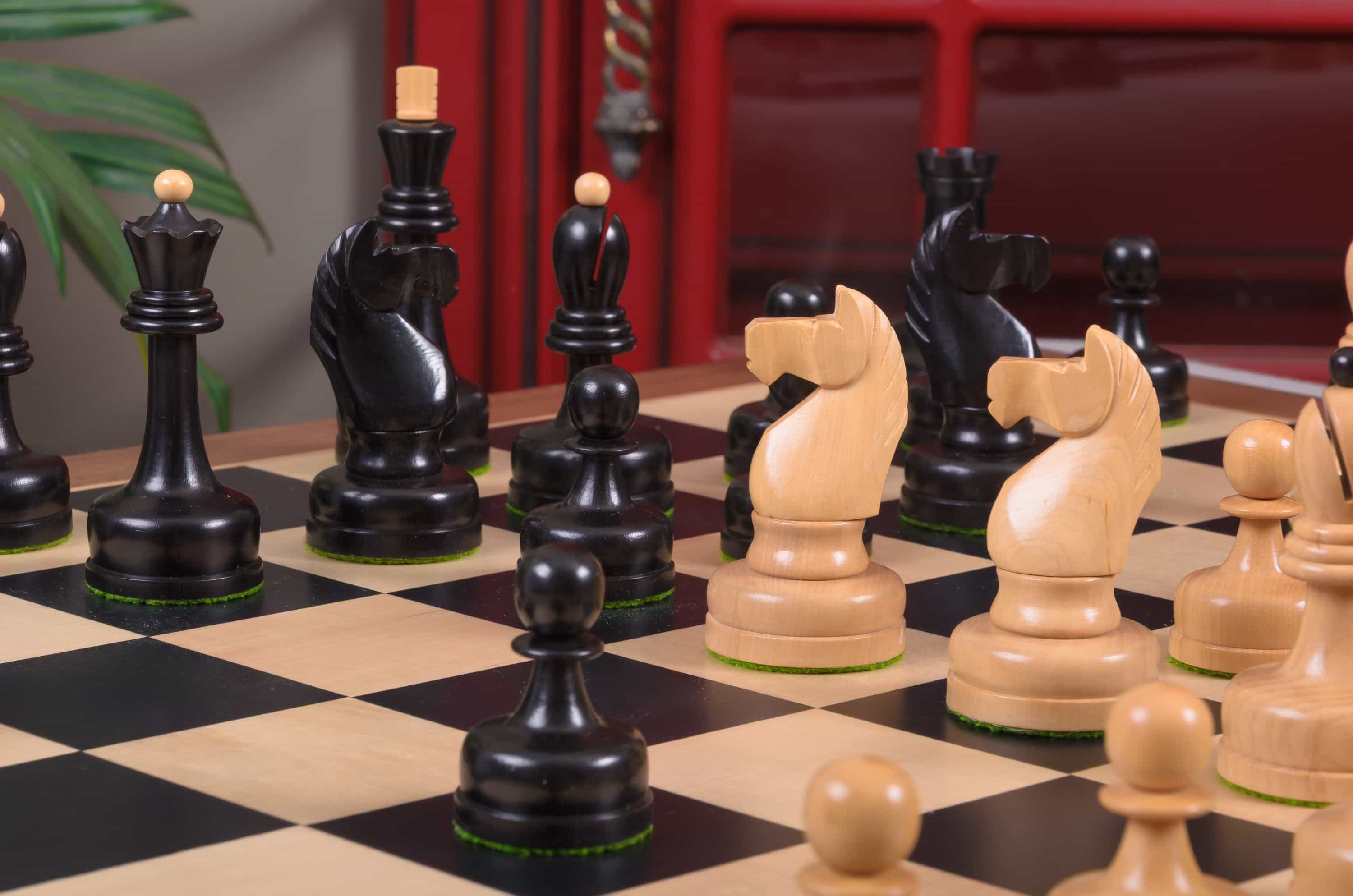 Imperfect - 3.875" - The Tahl Series Chess Pieces - Genuine Ebony & Natural Boxwood - From The Camaratta Collection