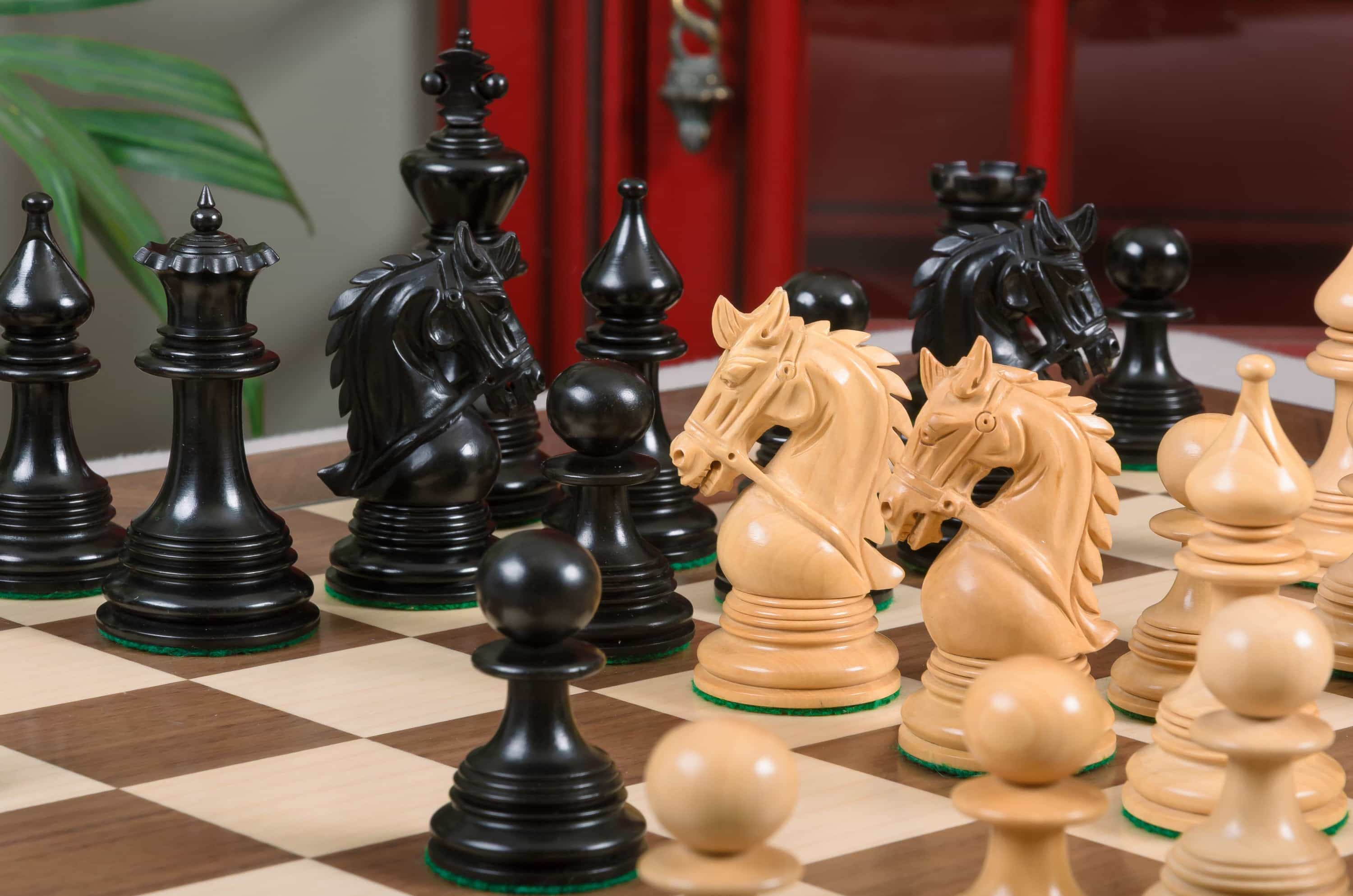 Imperfect - 4.4" Preston - Genuine Ebony / Boxwood - Wood Chess Pieces