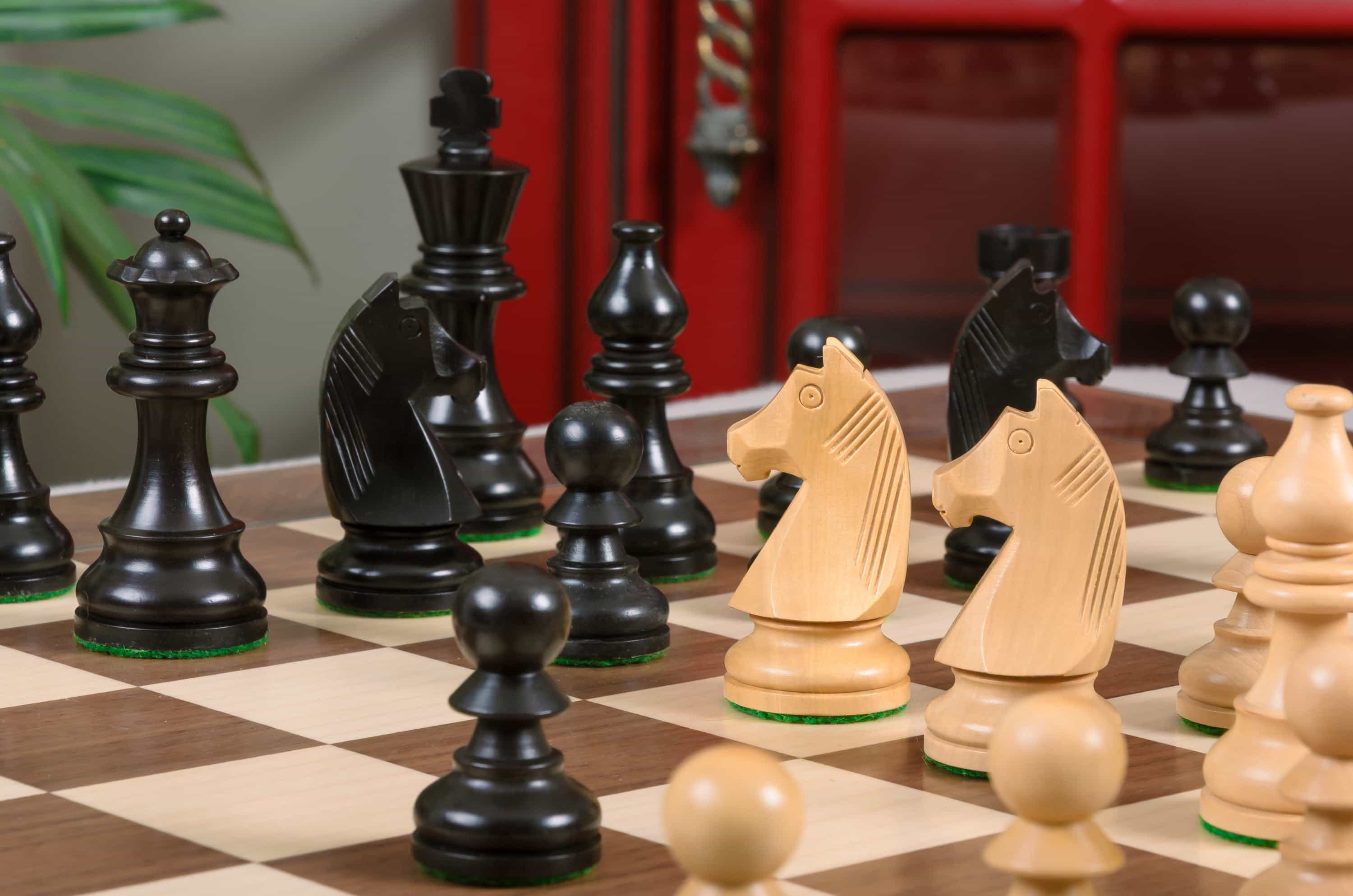 Imperfect - 3.75" Championship - Ebonized / Boxwood - Wood Chess Pieces