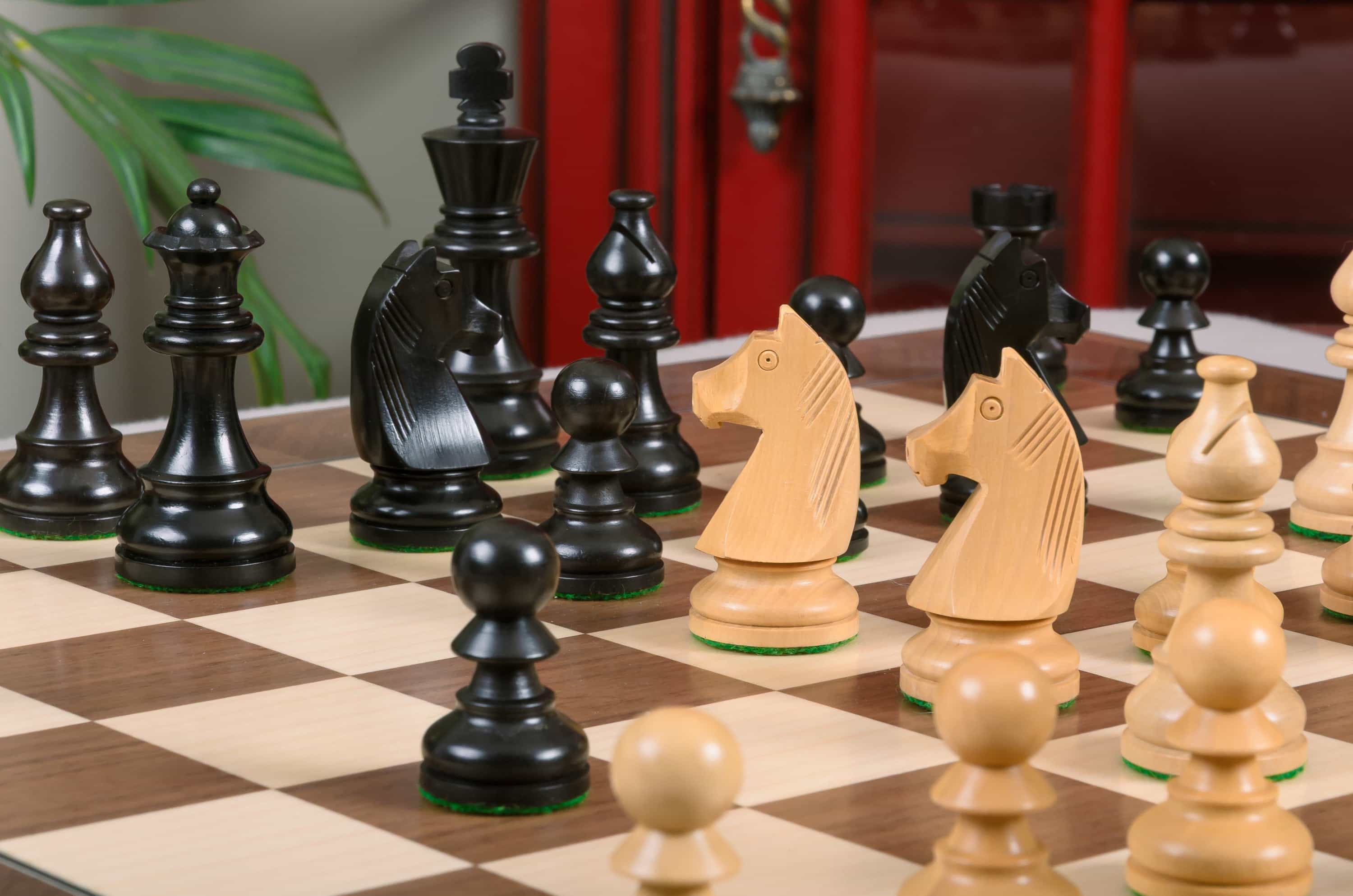 Imperfect - 3.75" Championship - Ebonized / Boxwood - Wood Chess Pieces
