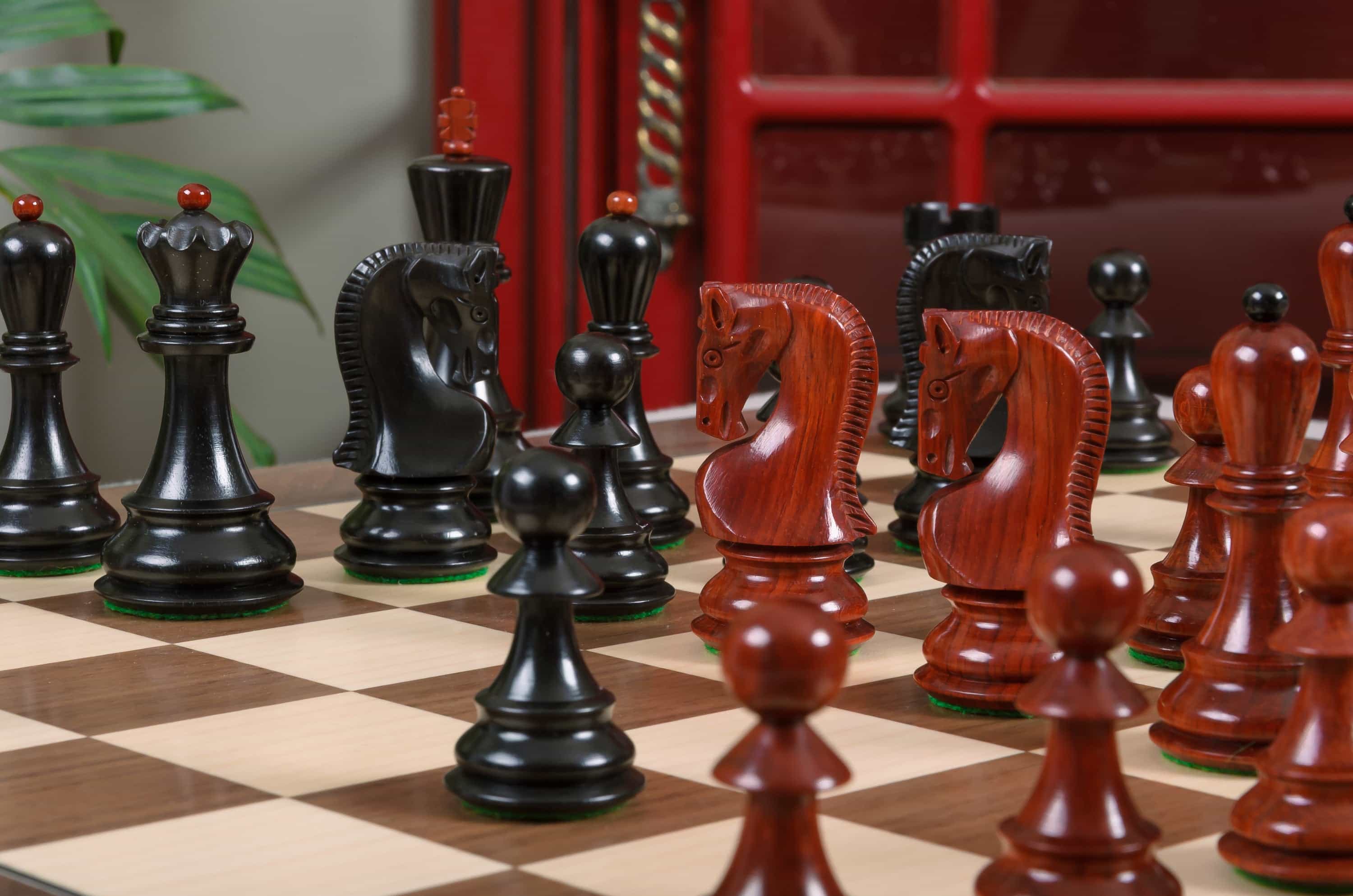 Imperfect - 3.875" Zagreb '59 - Prestige - Blood Rosewood / Genuine Ebony - Wood Chess Pieces