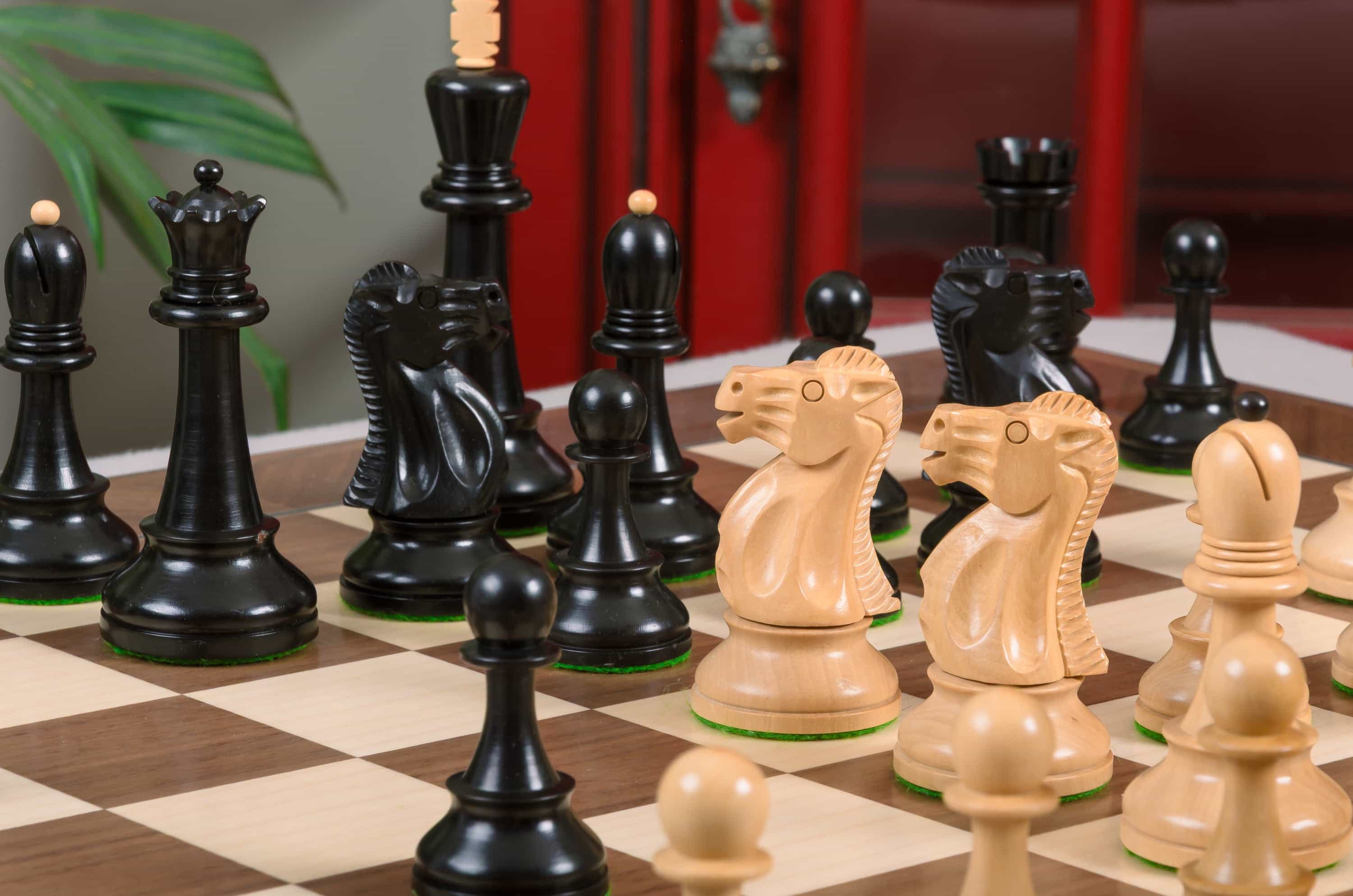 Imperfect - 4.75" - Grossmeister Chess Pieces - Genuine Ebony & Boxwood