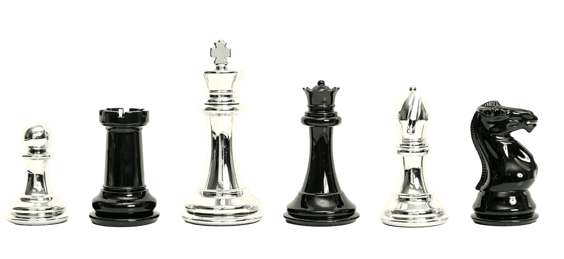 The Fischer Series Chess Pieces - 4.0" King - Black And Silver