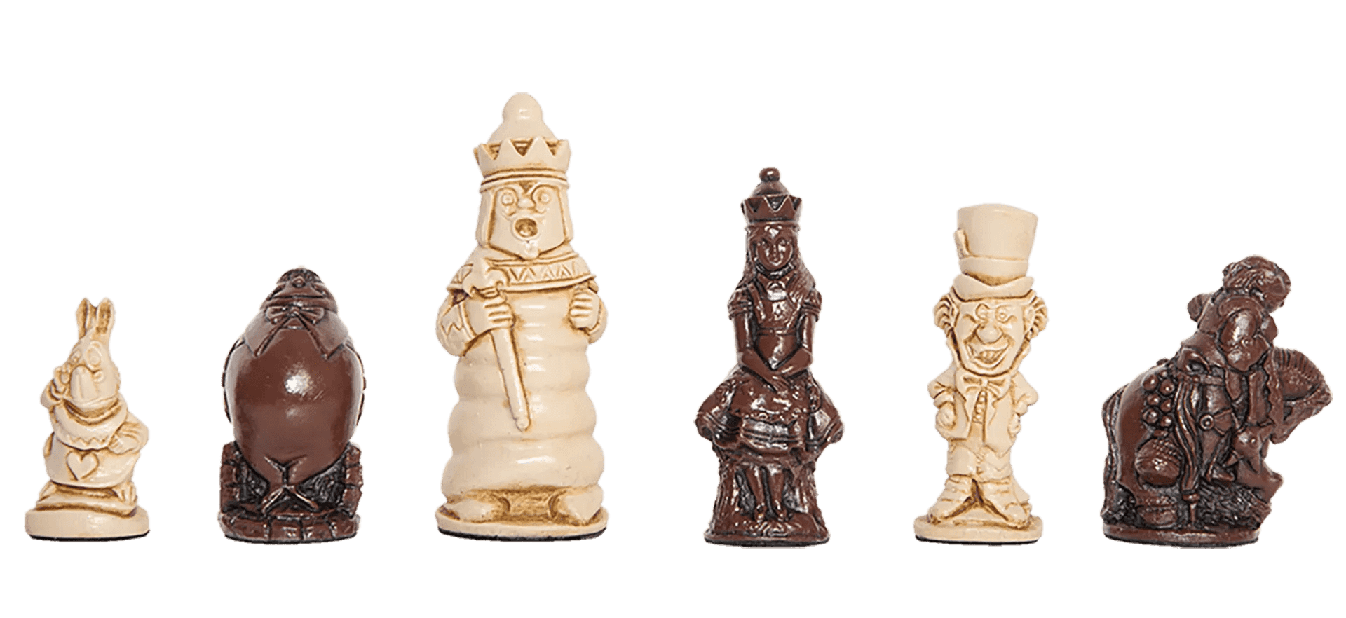 Alice In Wonderland Chess Pieces - 3.5" King - Brown & Natural