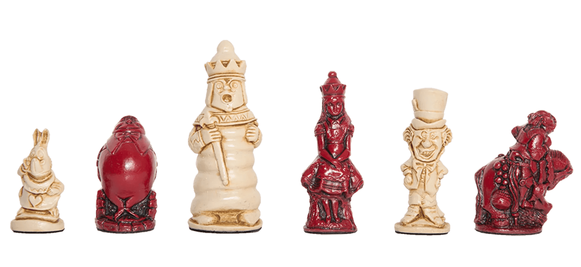 Alice In Wonderland Chess Pieces - 3.5" King - Red & Natural