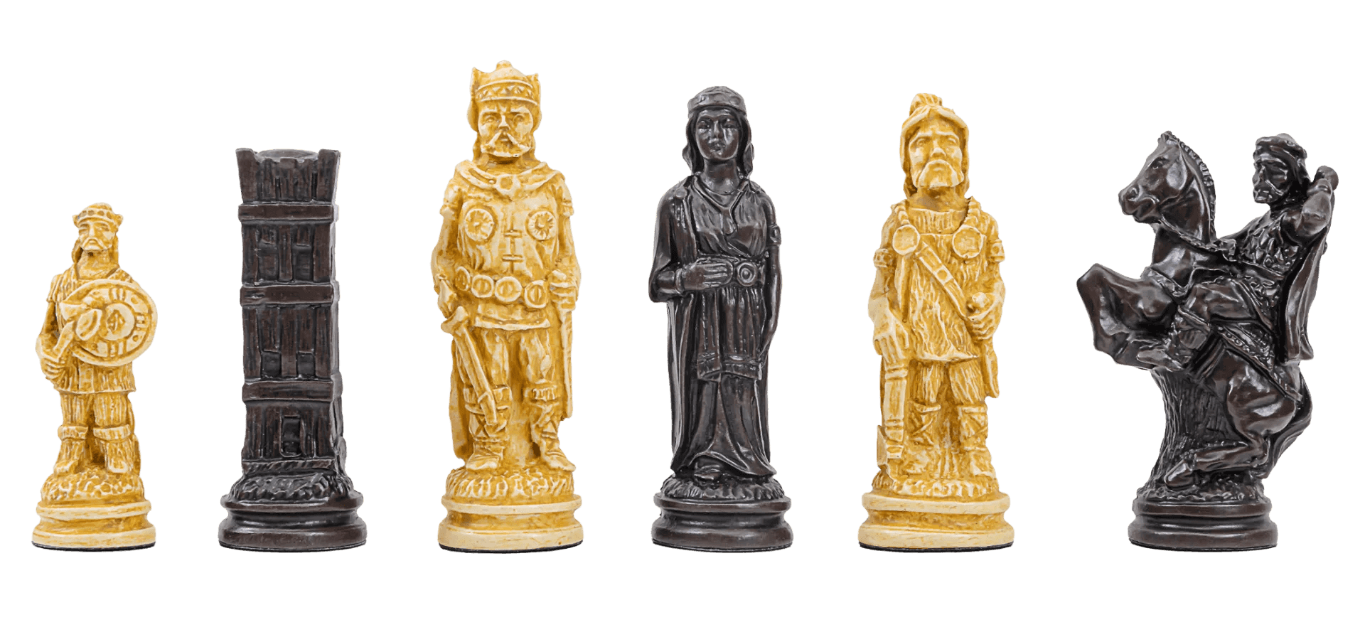 The Viking Series Chess Pieces - 4.4" King - Brown And Natural