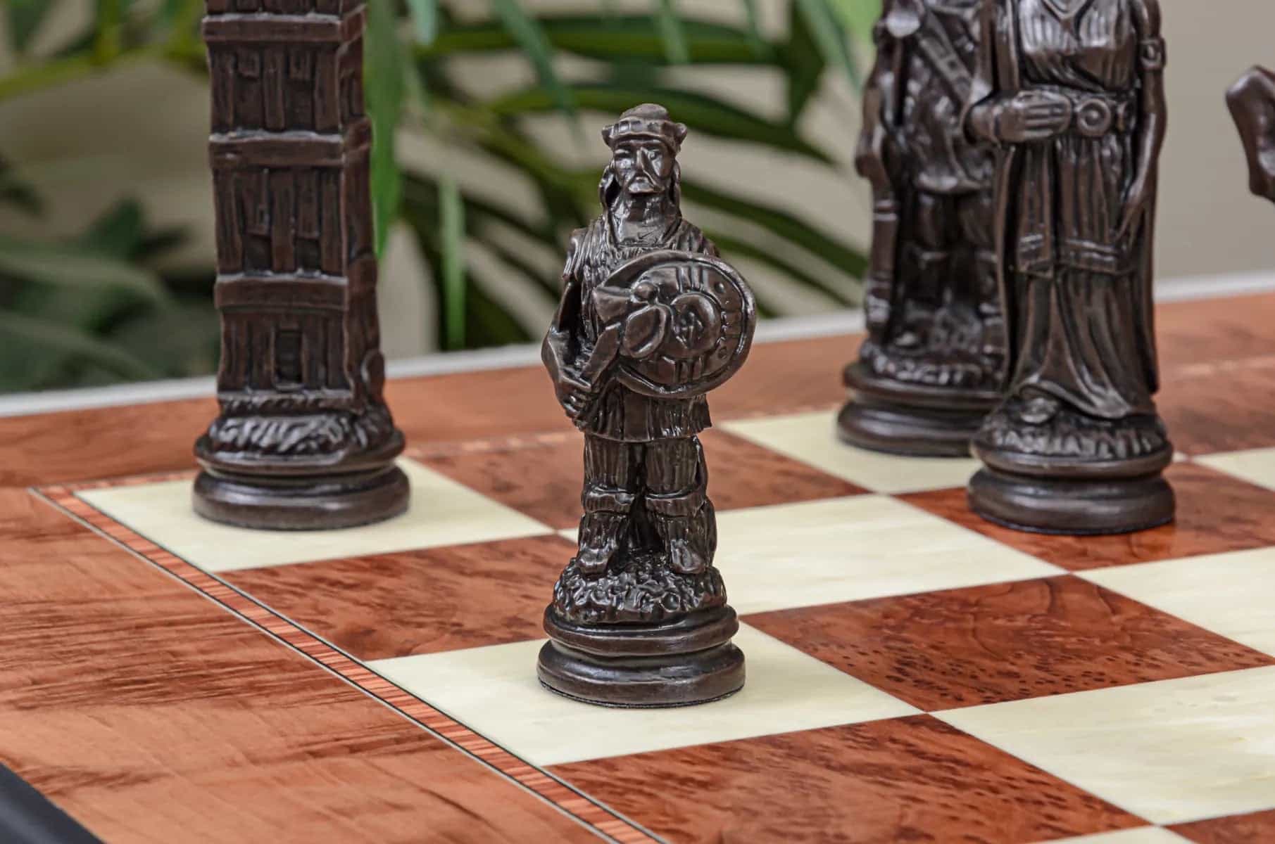 The Viking Series Chess Pieces - 4.4" King - Brown And Natural