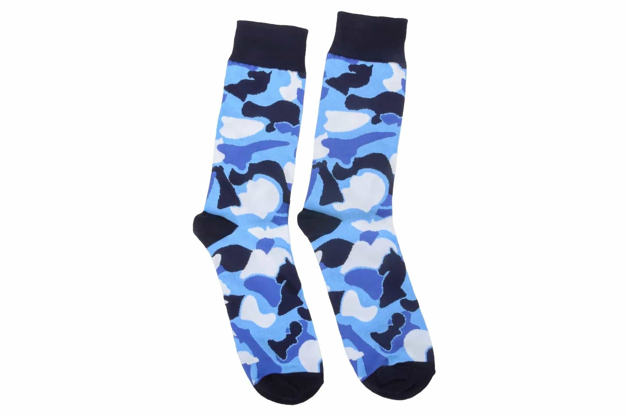 Dark Blue Camo With Black Chess Socks