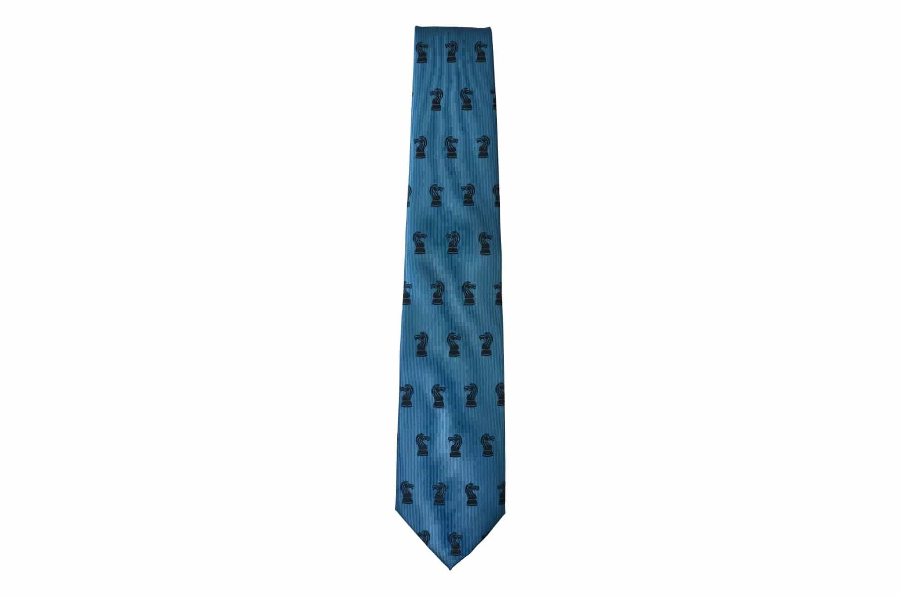 Blue Knight Chess Tie